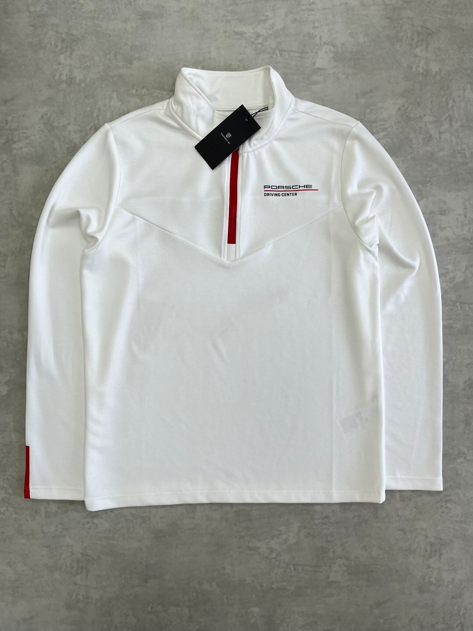 Özel Seri Yarım Fermuarlı Long Sleeve White T-shirt 