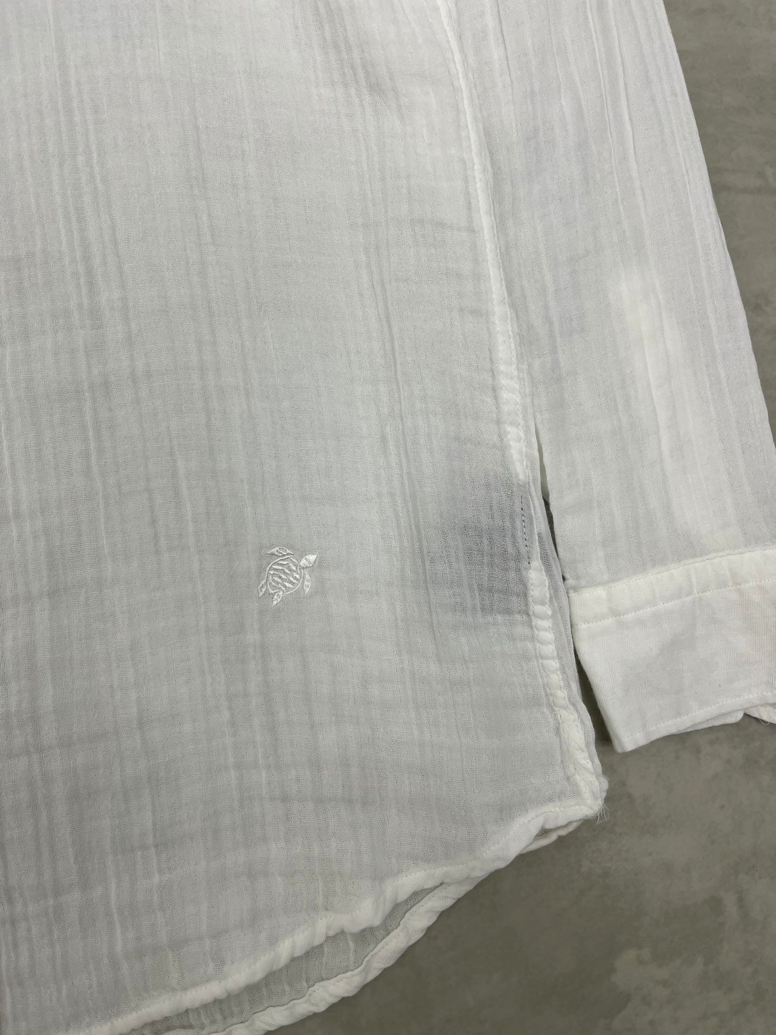 Nakış Logo Detaylı Keten Gömlek White Gömlek