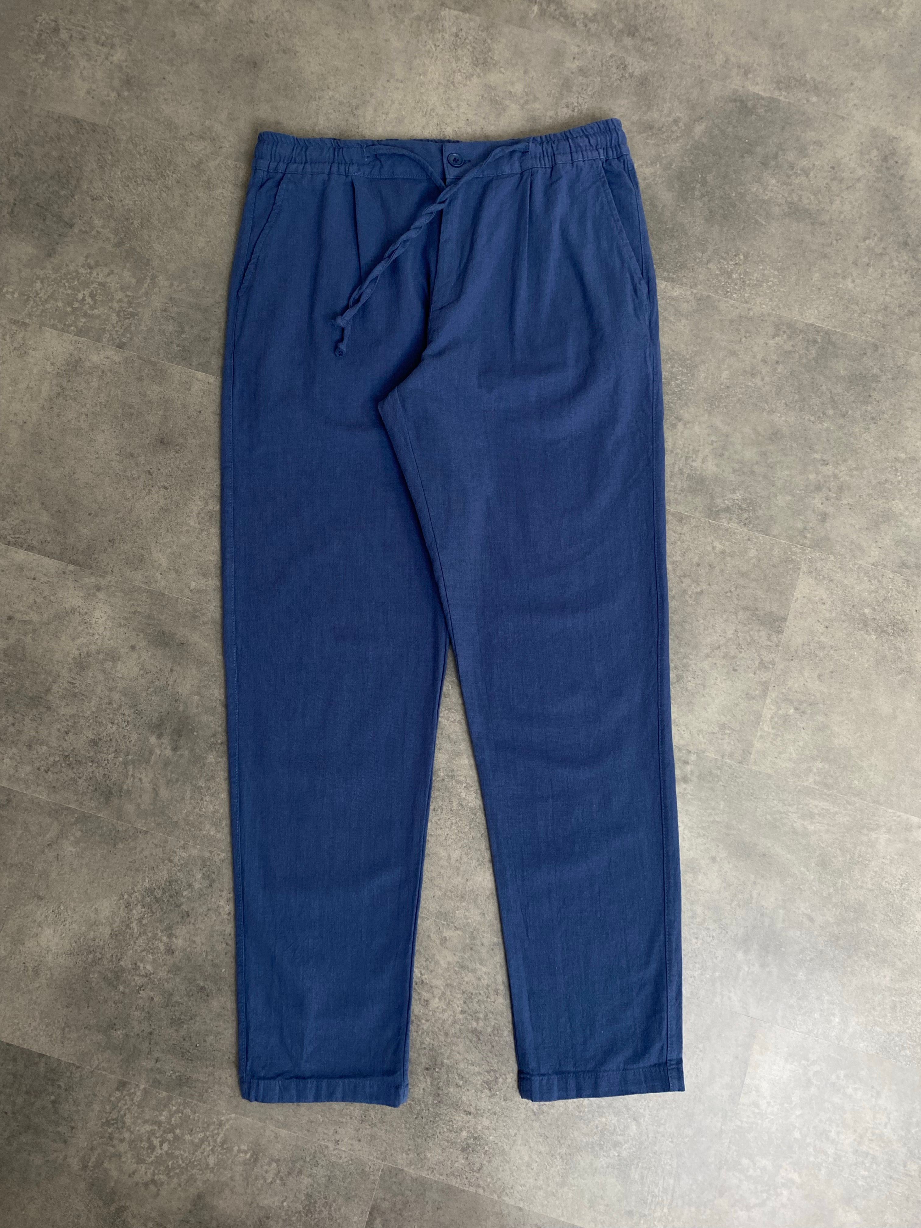 Yeni Sezon Tone To Tone Keten Pantolon - LACİVERT