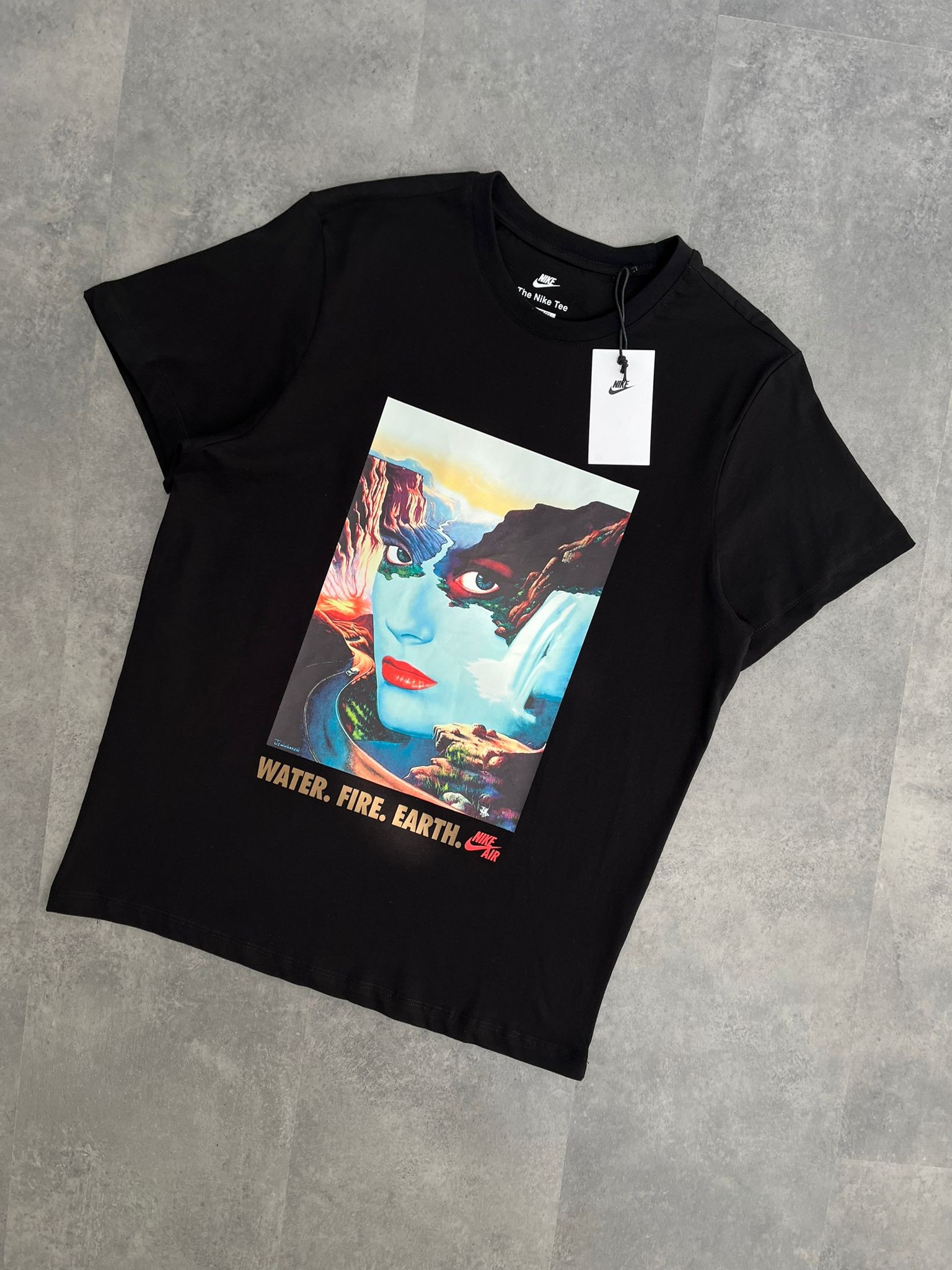 Yeni Sezon Back To Print Water Fıre Earth Black  T-shirt