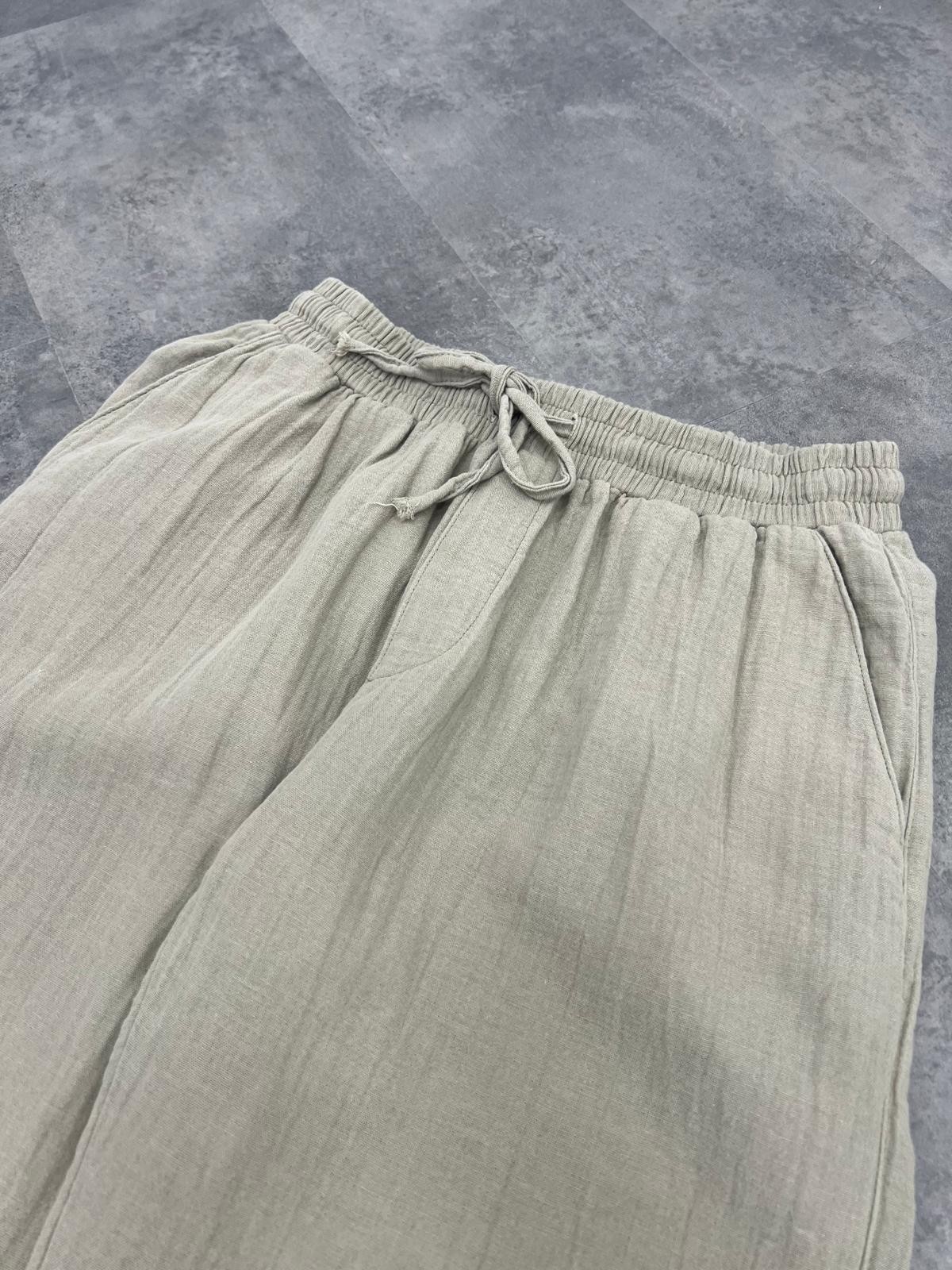 Yazlık Yeni Sezon Haki Müslin Pantalon
