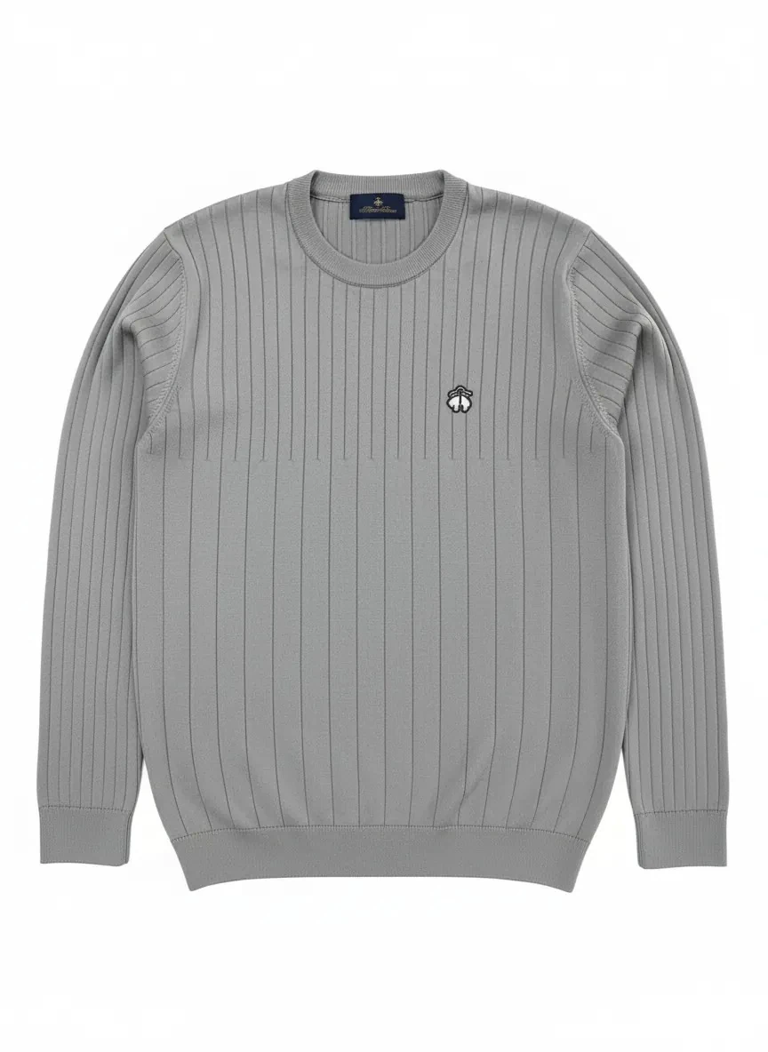 Yeni Sezon Özel Örgü Mini Logo Triko - AÇIK GRİ