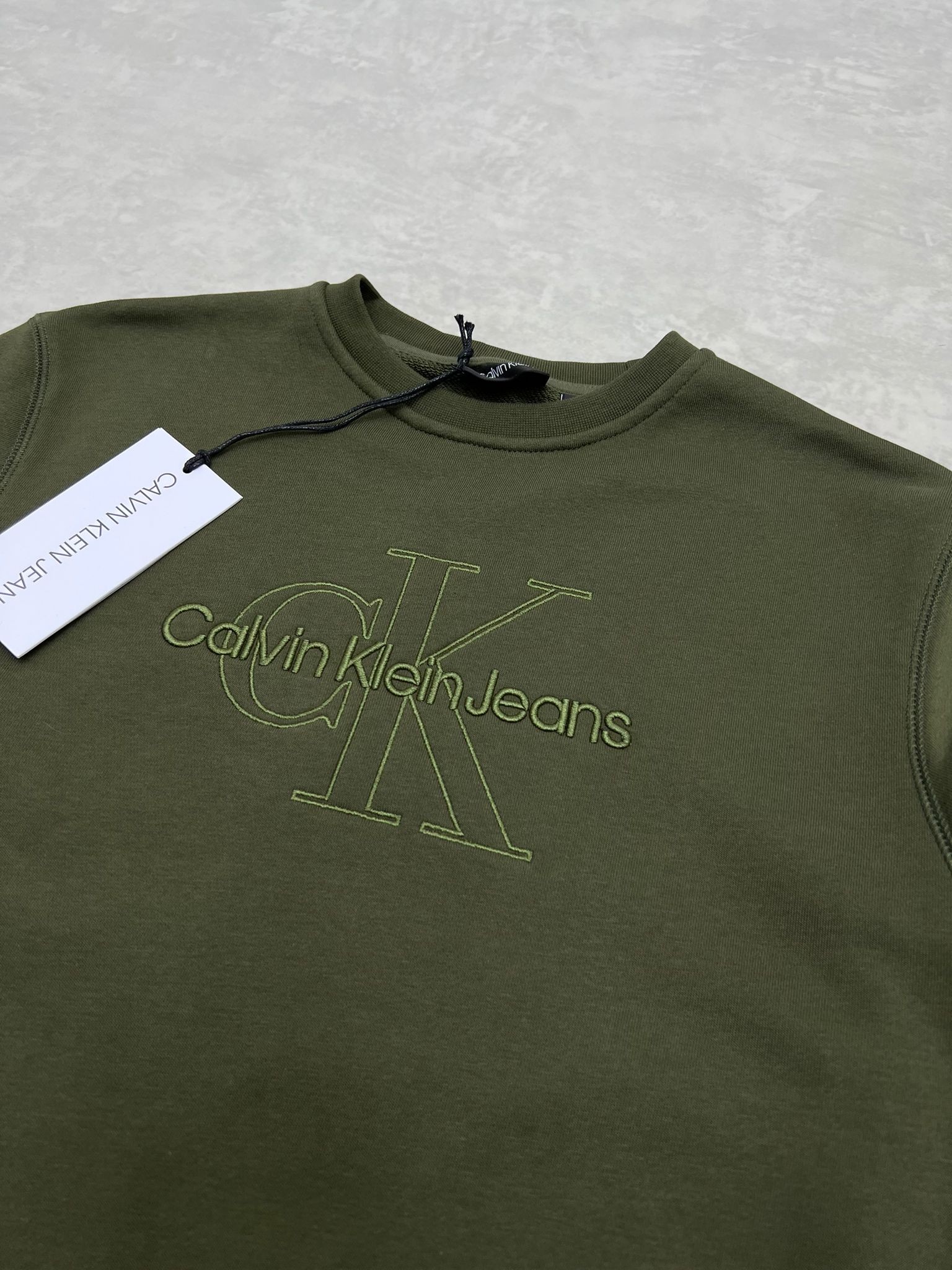 Mid Full Nakış  Şardonsuz Haki Sweatshirt