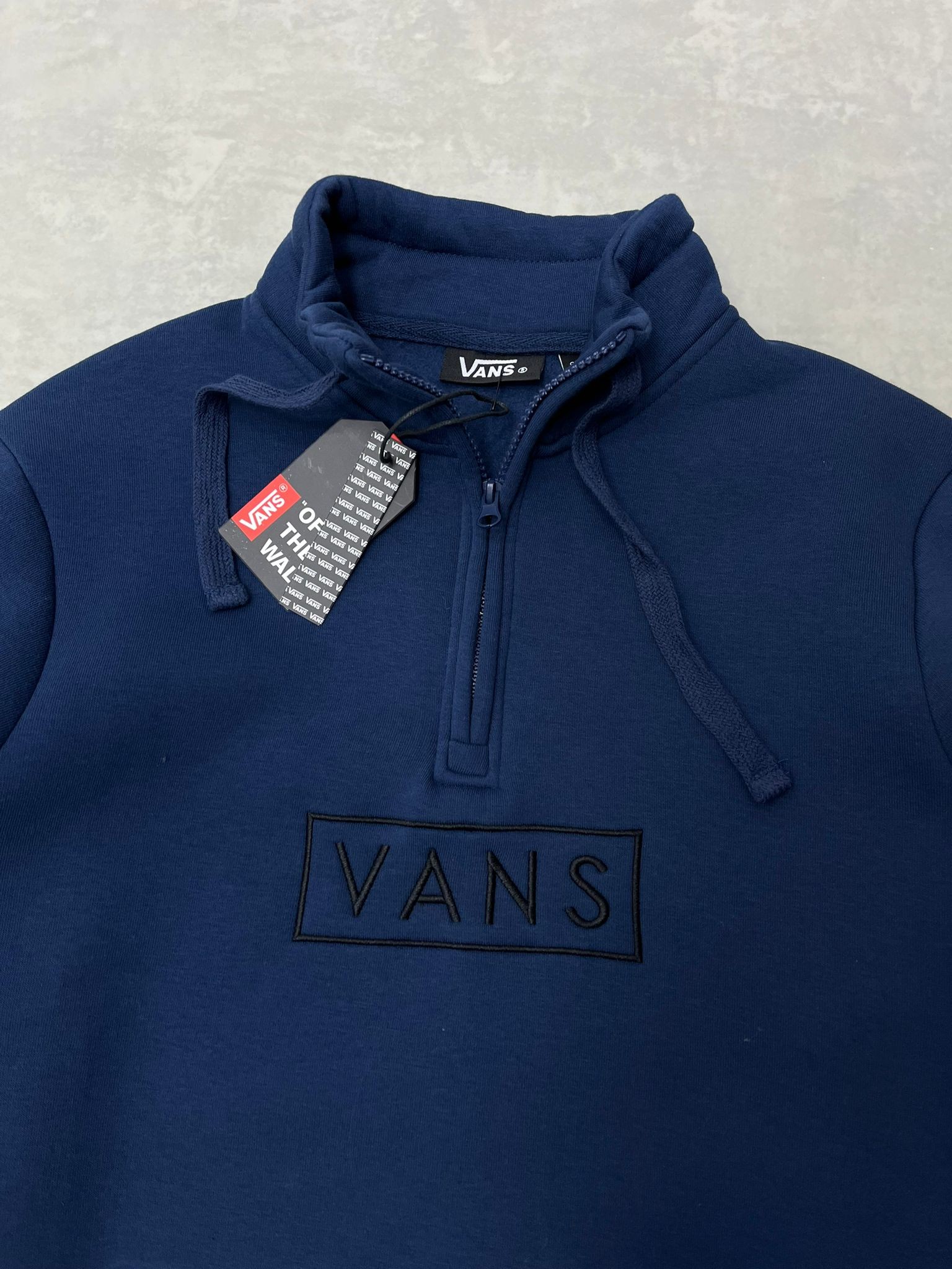 Yeni Sezon Yarım Fermuarlı Nakış Logo İndigo Sweatshirt