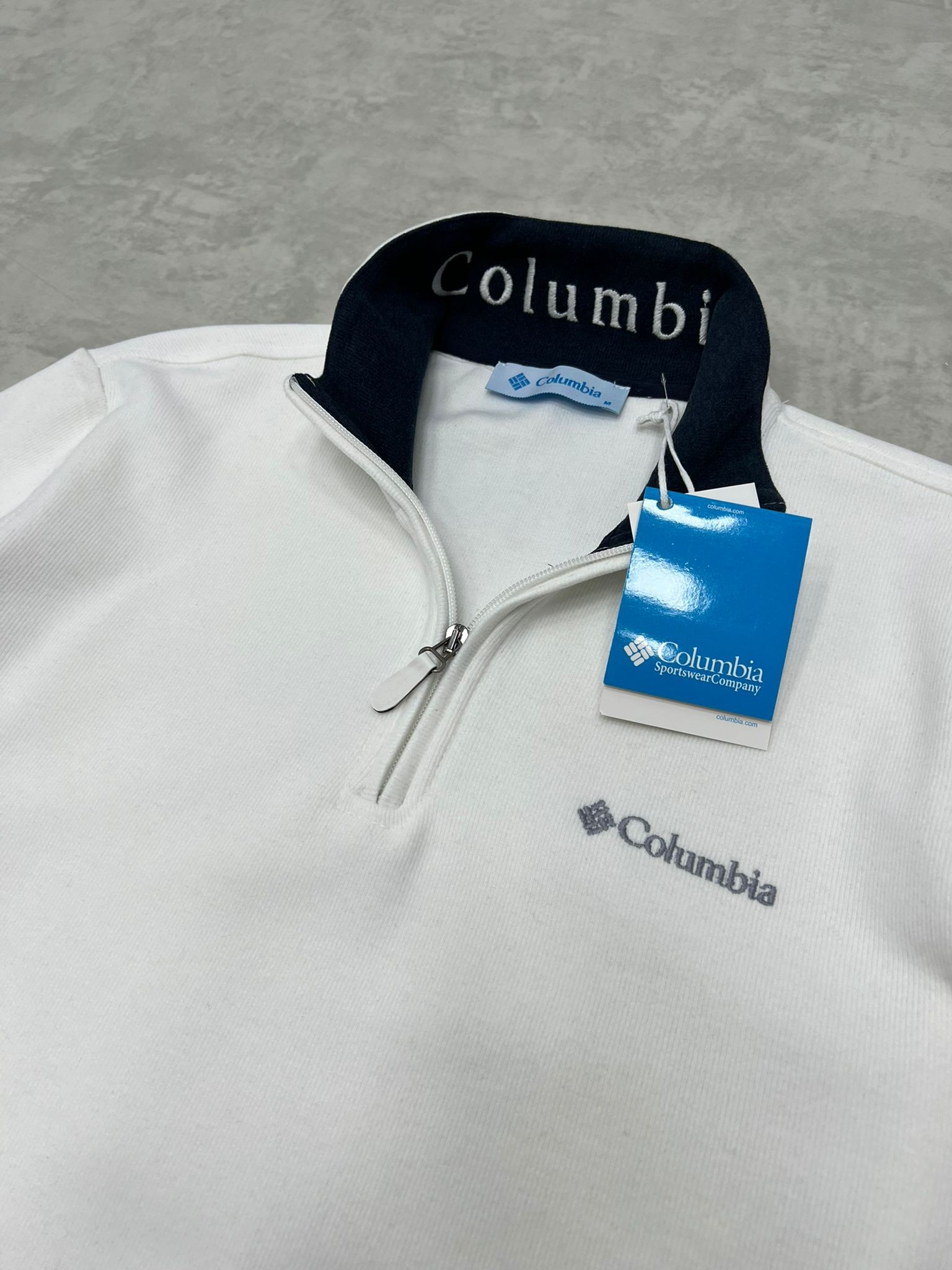 Yarım Fermuarlı Basic Selanik Kumaş Cream Sweatshirt
