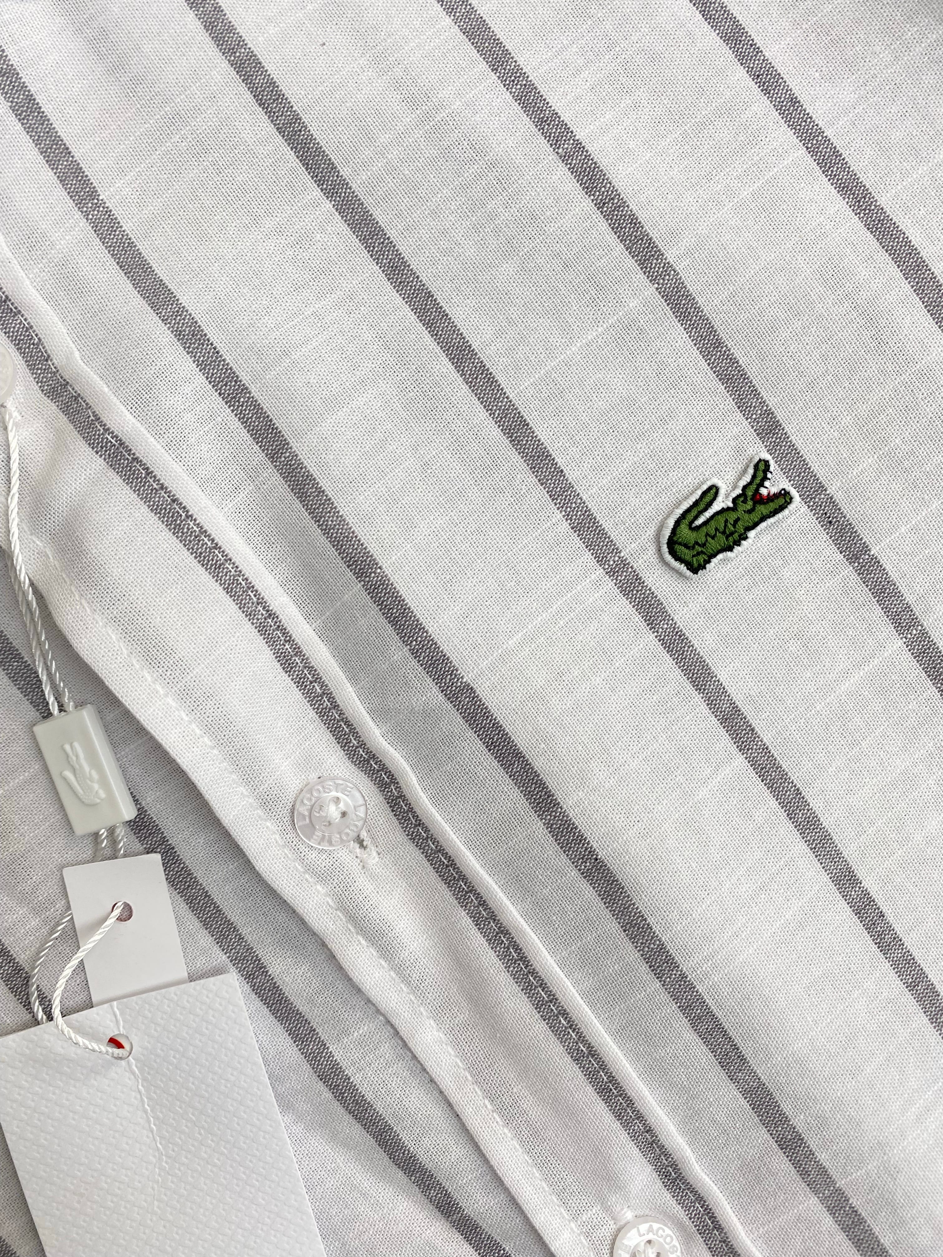 Yeni Sezon Pamuk Keten Çizgili Keten Gömlek