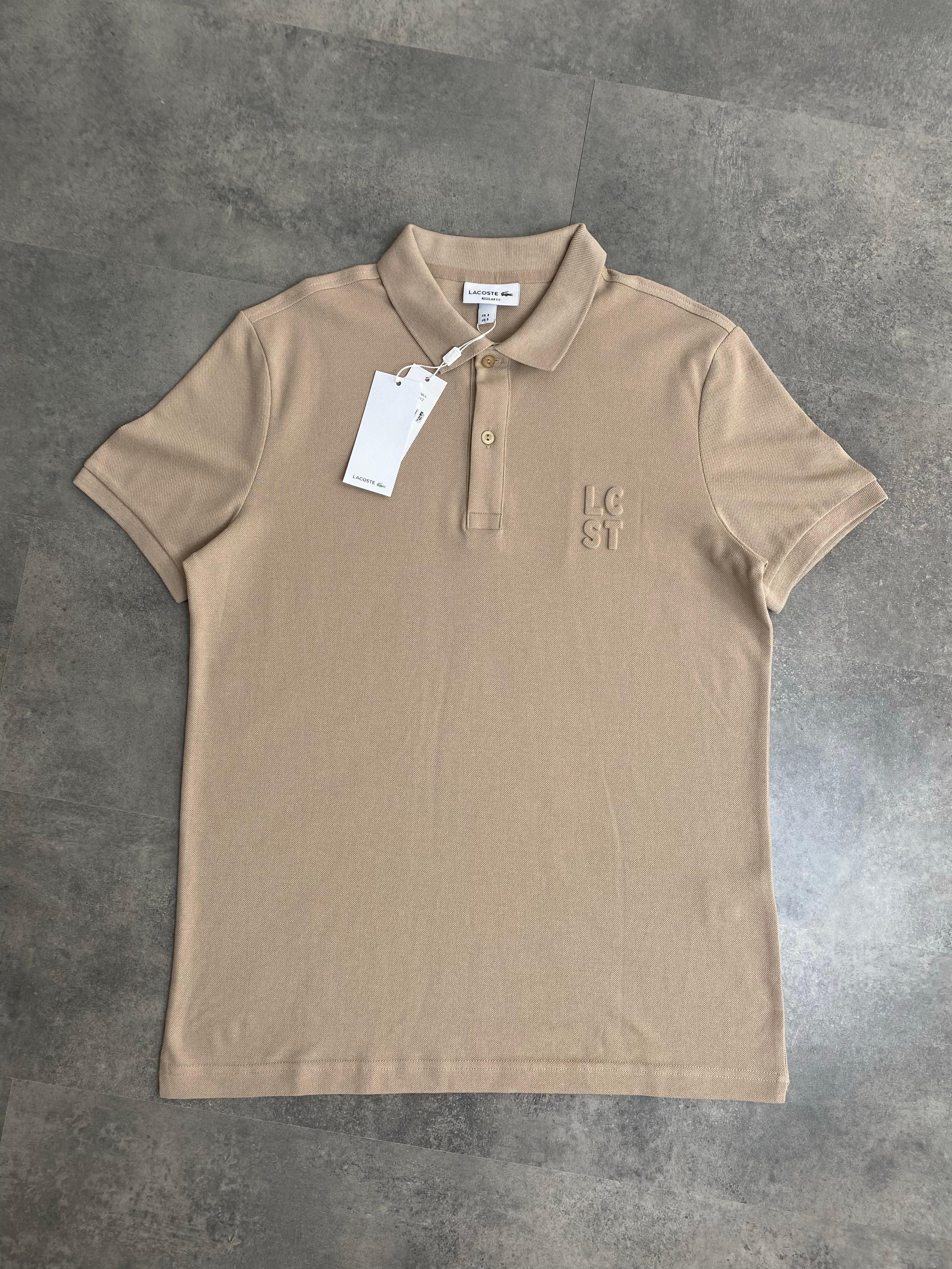 Yeni Sezon Embossed Logo Pamuk Pike Polo Yaka T-shirt - BEJ