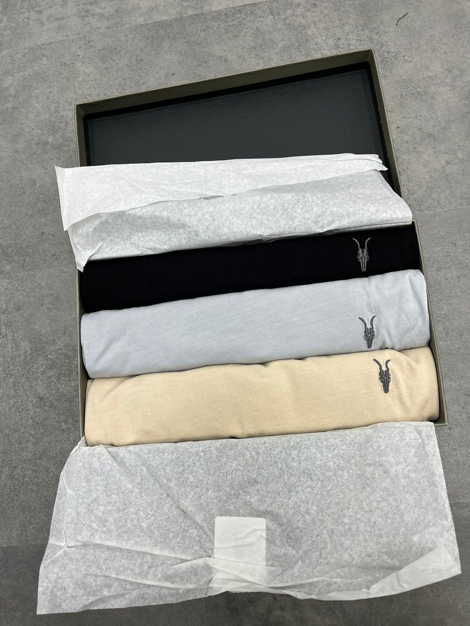 Özel Seri Kutulu 3 lü Basic Mini Logo (Gray-Cream-Siyah) T-shirt