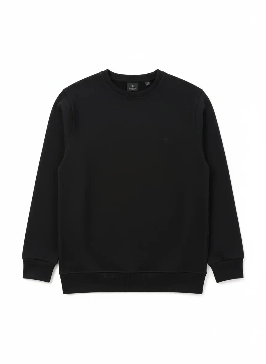 Yeni Sezon Basic Mini Logo Classic Sweatshirt - SİYAH