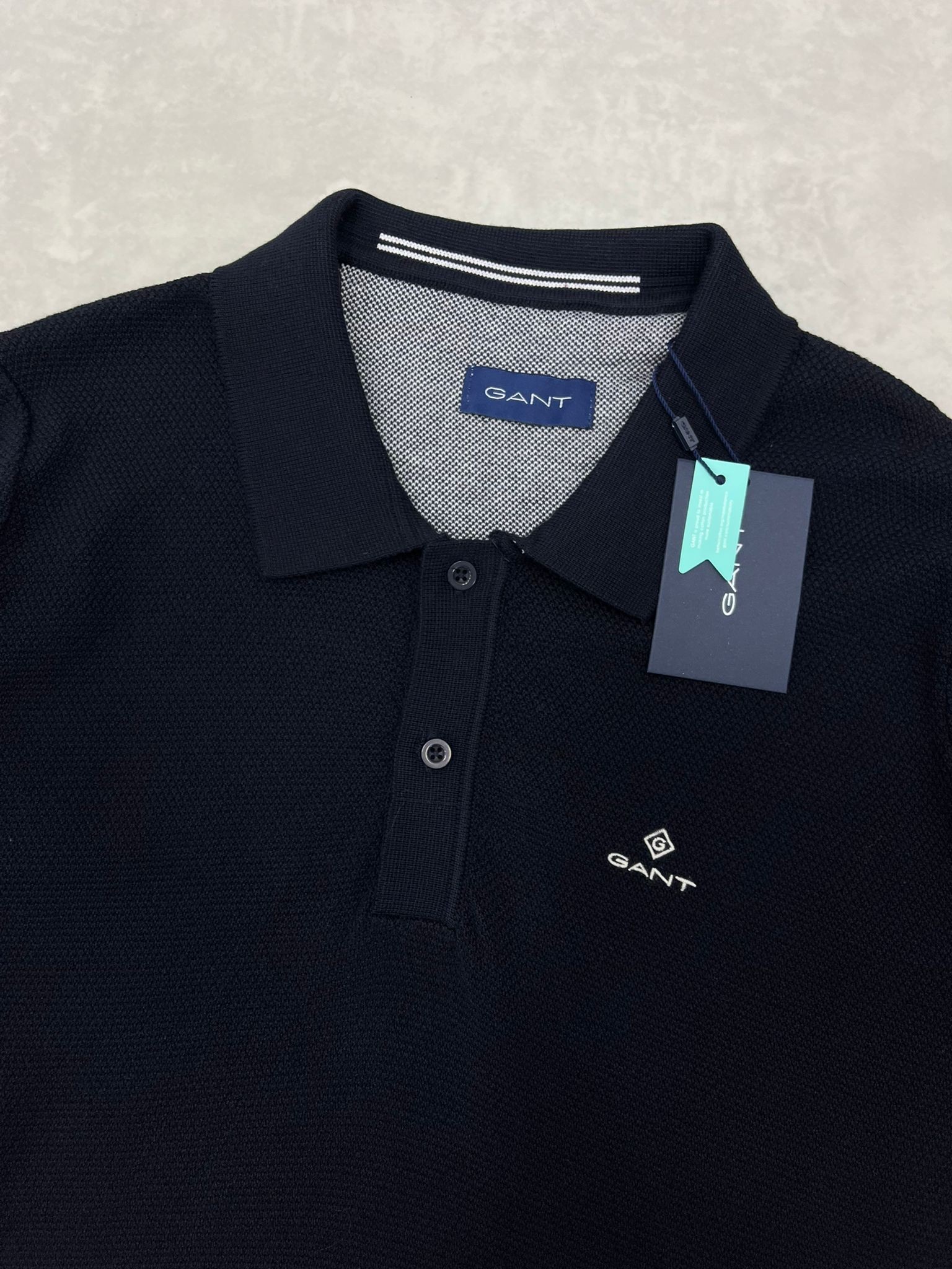 Yeni Classic Basic Logo Örgü Triko Kumaş Polo Yaka Navy Blue Sweatshirt 