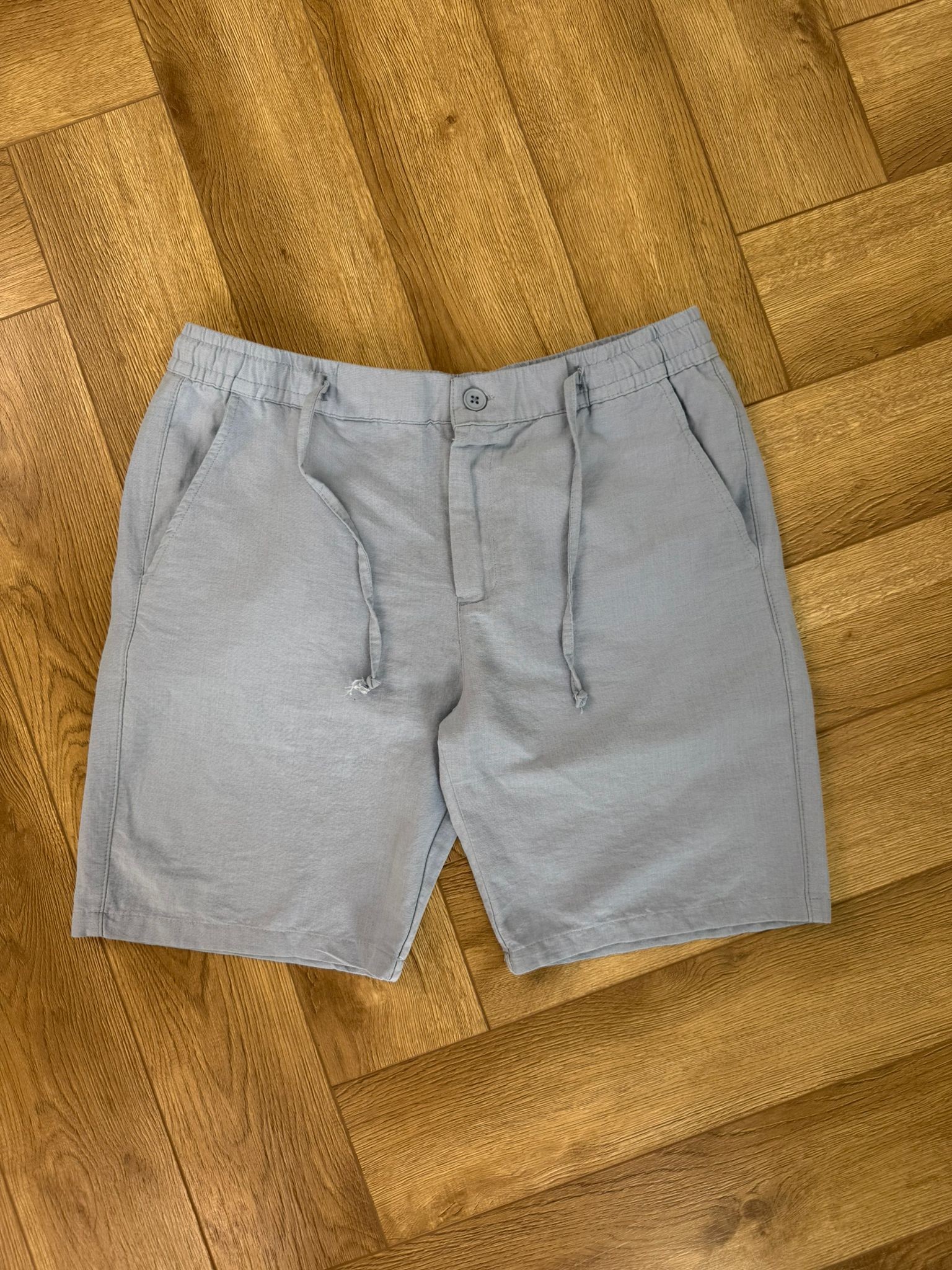 Yeni Sezon Casual Basic  Keten Şort - MAVİ