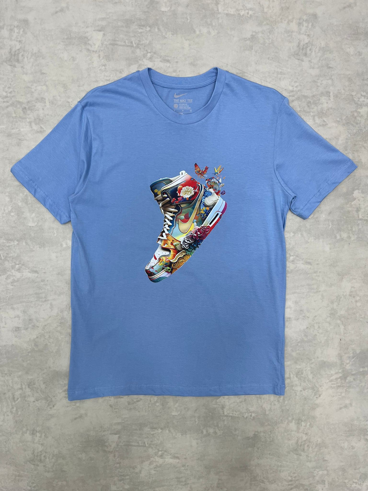 Air Jordan Shoes Flowers Edition Print Light Blue T-shirt