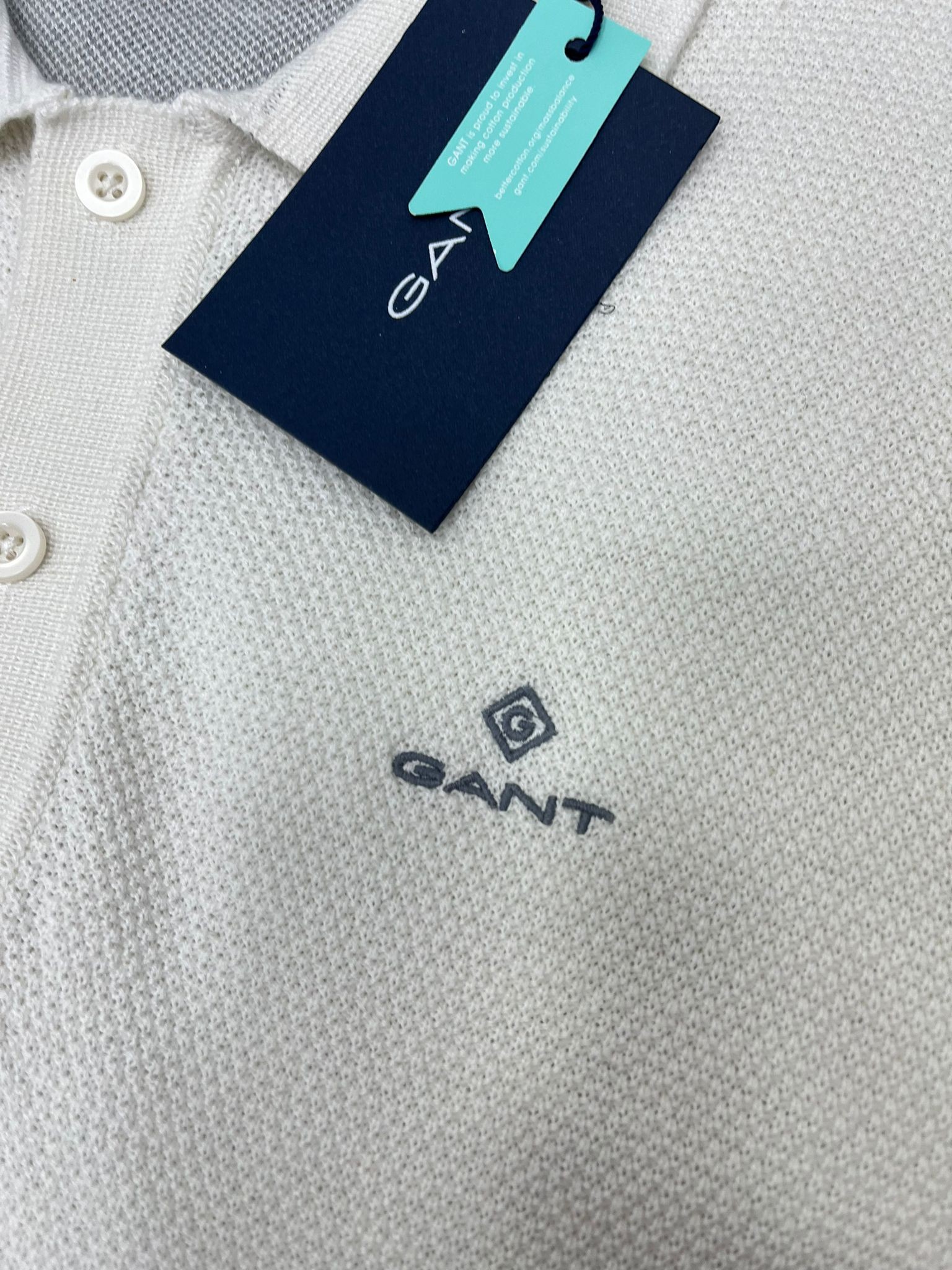 Yeni Classic Basic Logo Örgü Triko Kumaş Polo Yaka White Sweatshirt 