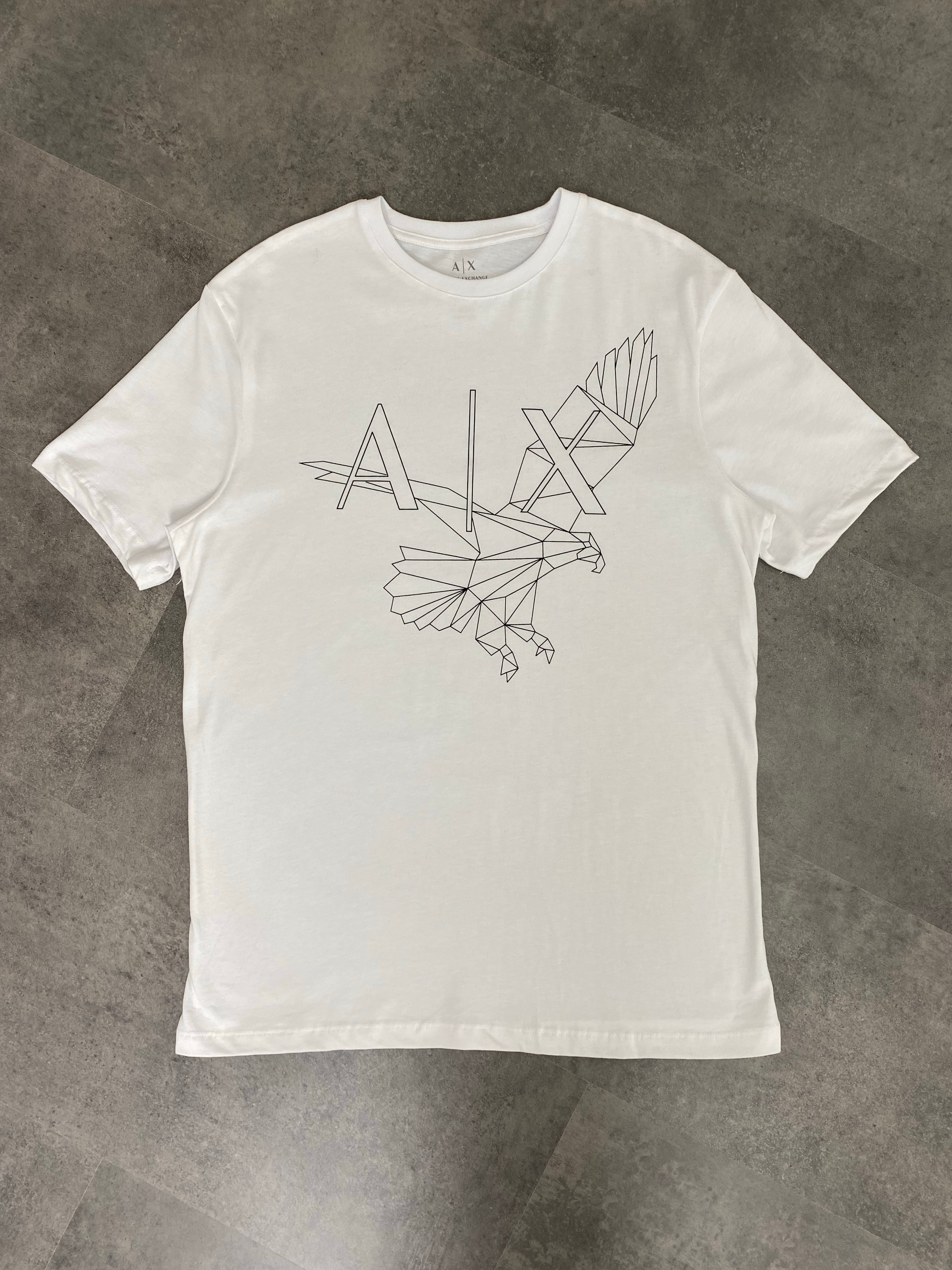 Yeni Sezon Geometric Eagle Premium Icon Logo T-shirt - BEYAZ