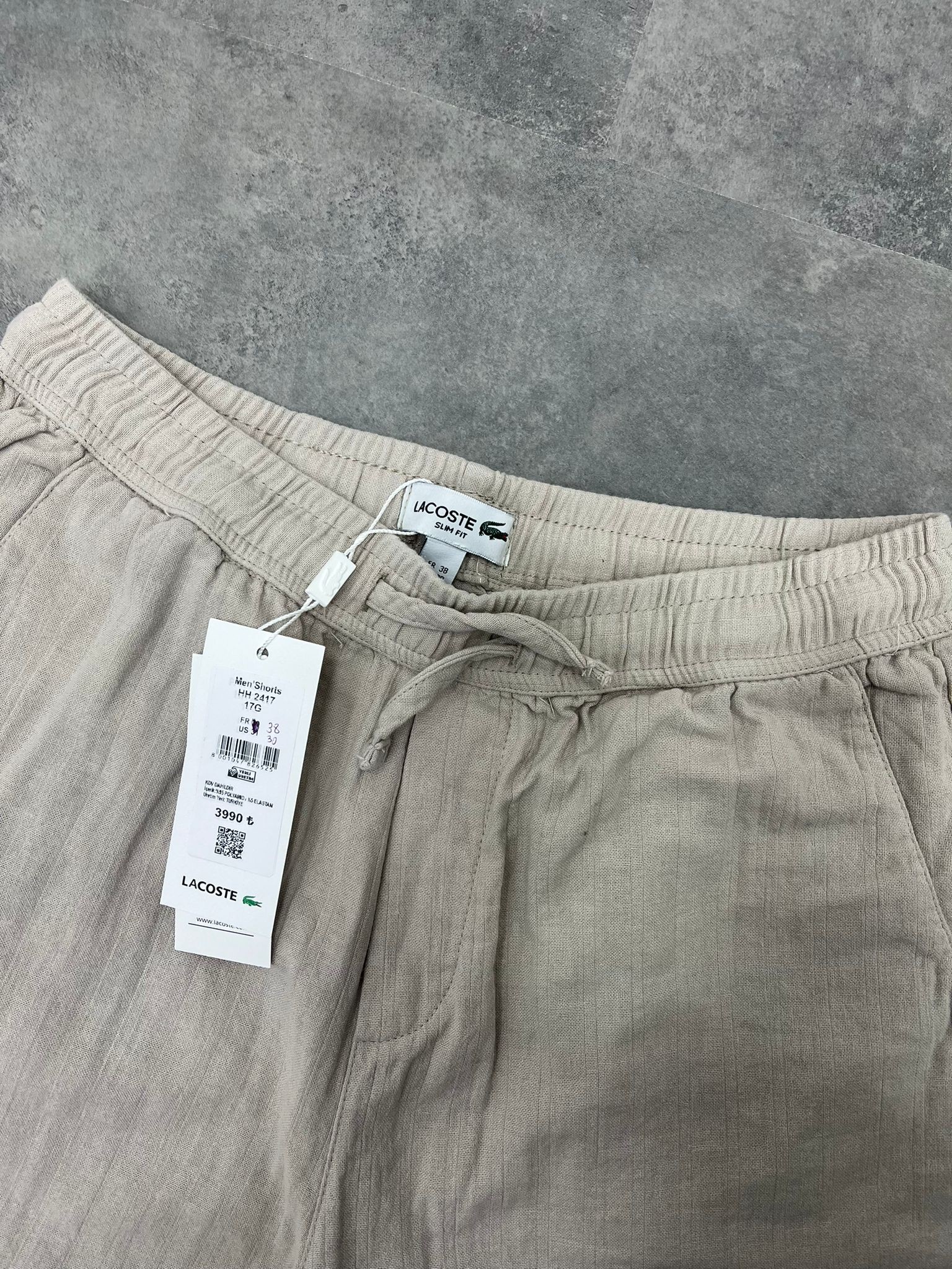 Yeni Sezon Basic Keten Cream Lastikli Şort