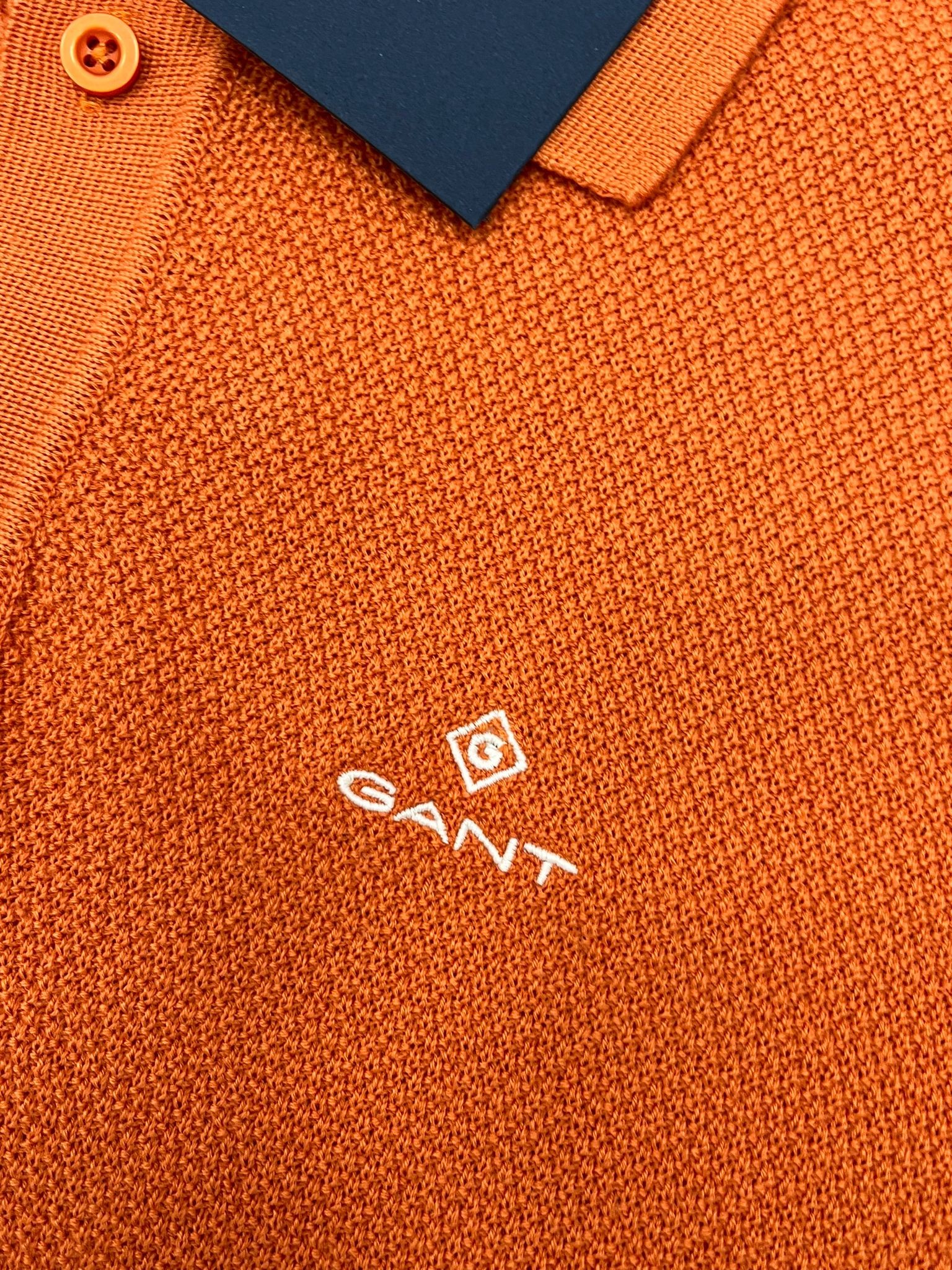 Yeni Classic Basic Logo Örgü Triko Kumaş Polo Yaka Turuncu Sweatshirt 
