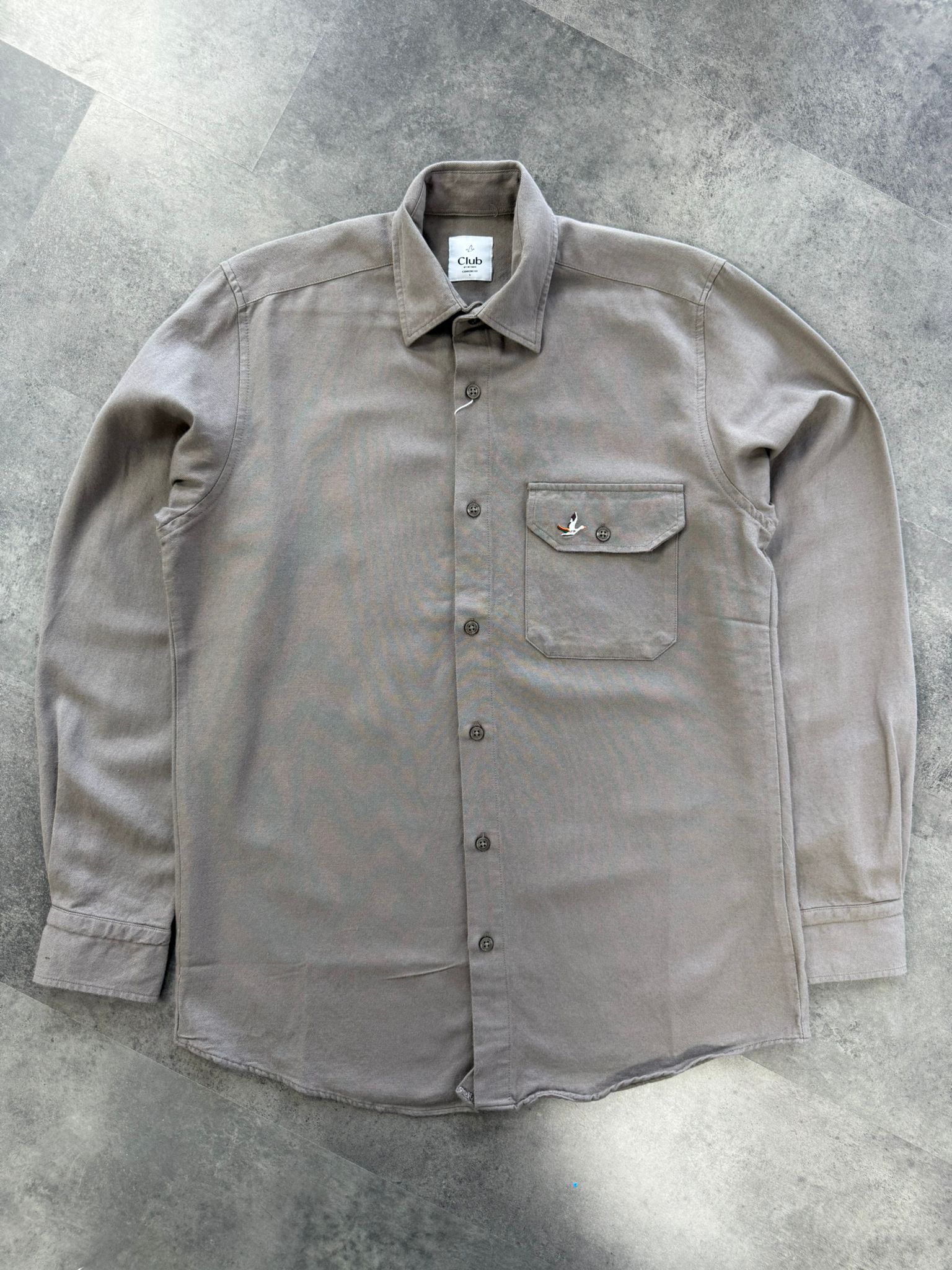 Yeni Sezon Classic Logo Gabardin Kışlık Gömlek - AÇIK GRİ
