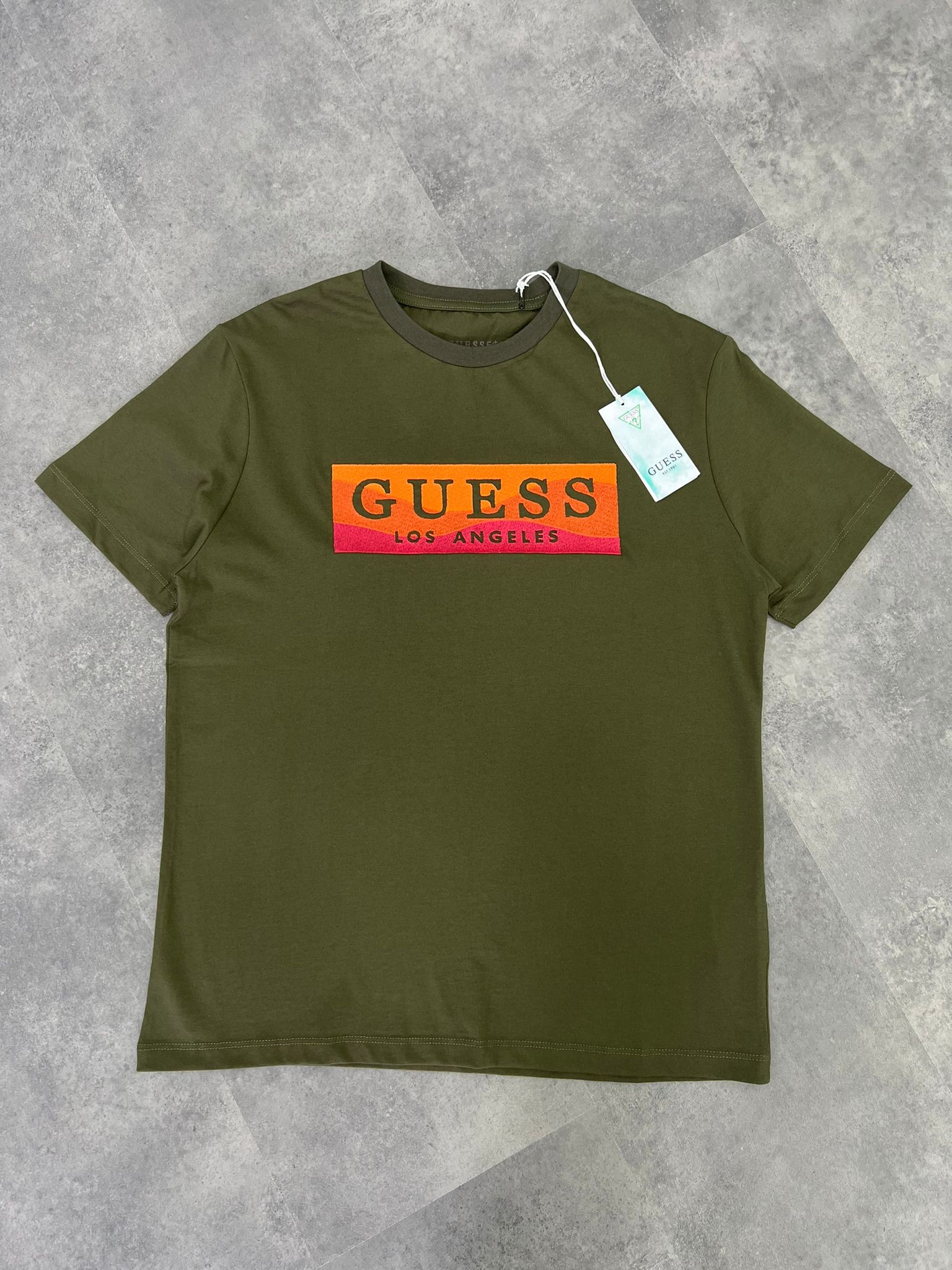 Yeni Sezon Los Angeles Full Nakış Logo Haki T-shirt