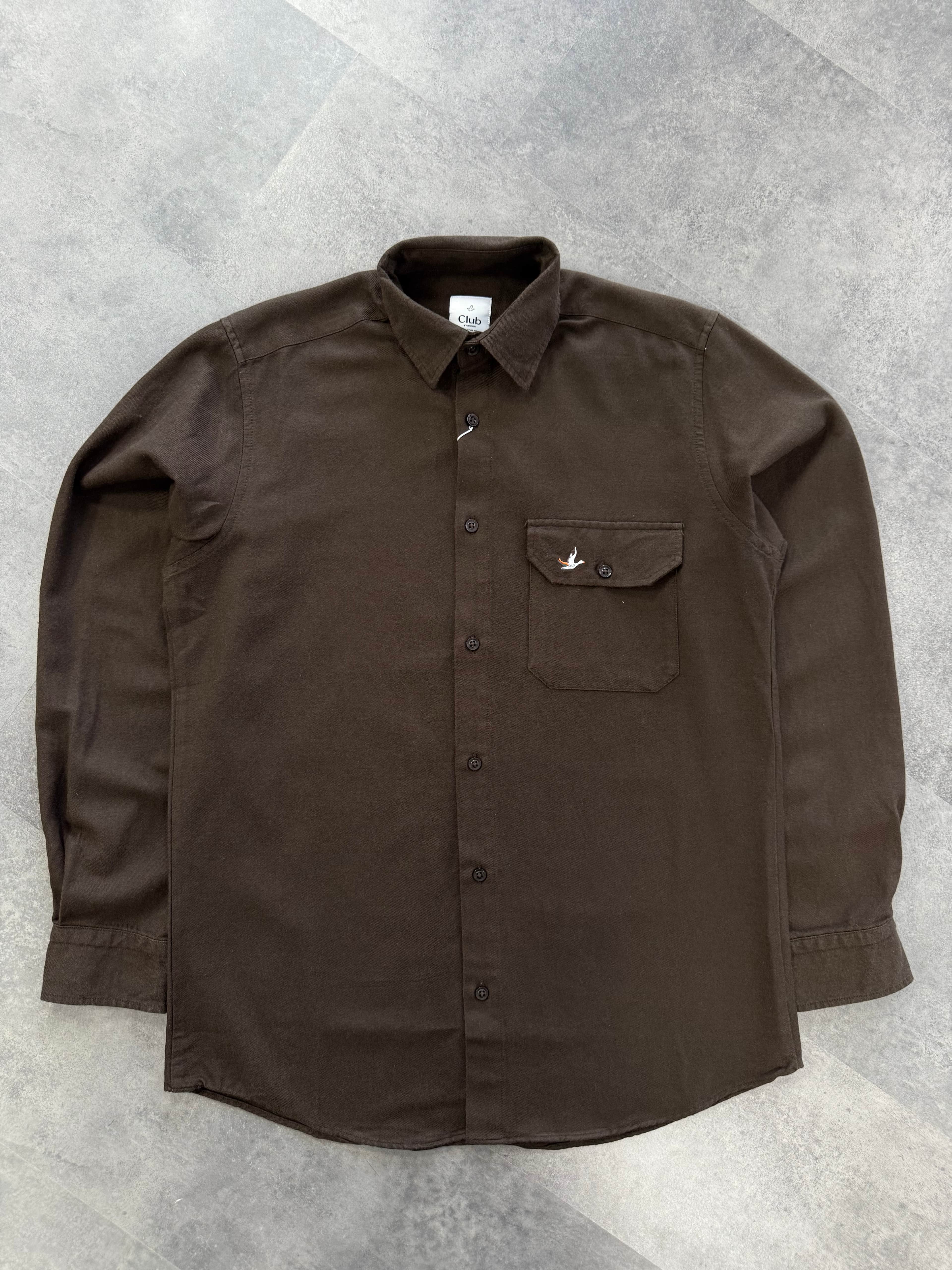 Yeni Sezon Classic Logo Gabardin Kışlık Gömlek - KAHVERENGİ
