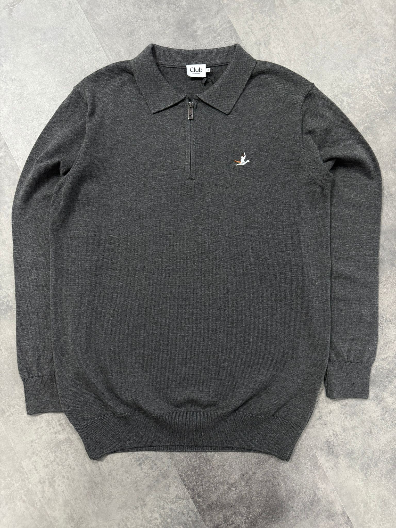 Yeni Sezon Premium Triko Yarım Fermuarlı Sweatshirt - ANTRASİT