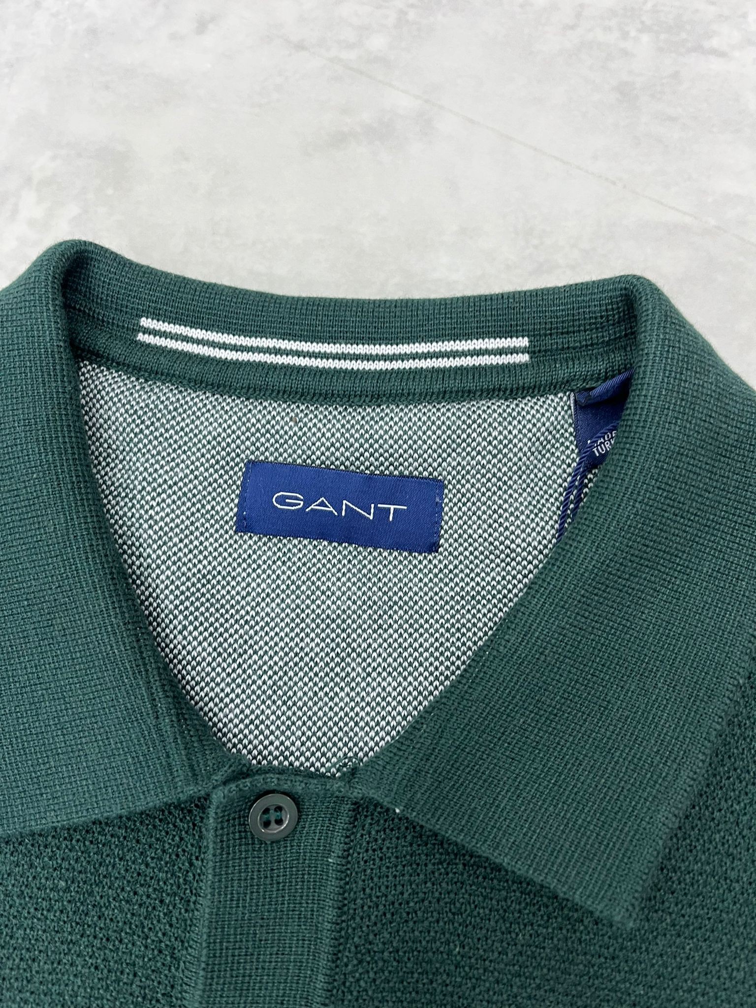 Yeni Classic Basic Logo Örgü Triko Kumaş Polo Yaka Dark Green Sweatshirt 