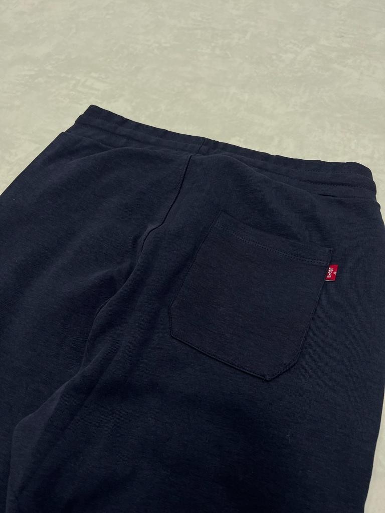 Double Face Navy Blue Nakış Logo Jogger