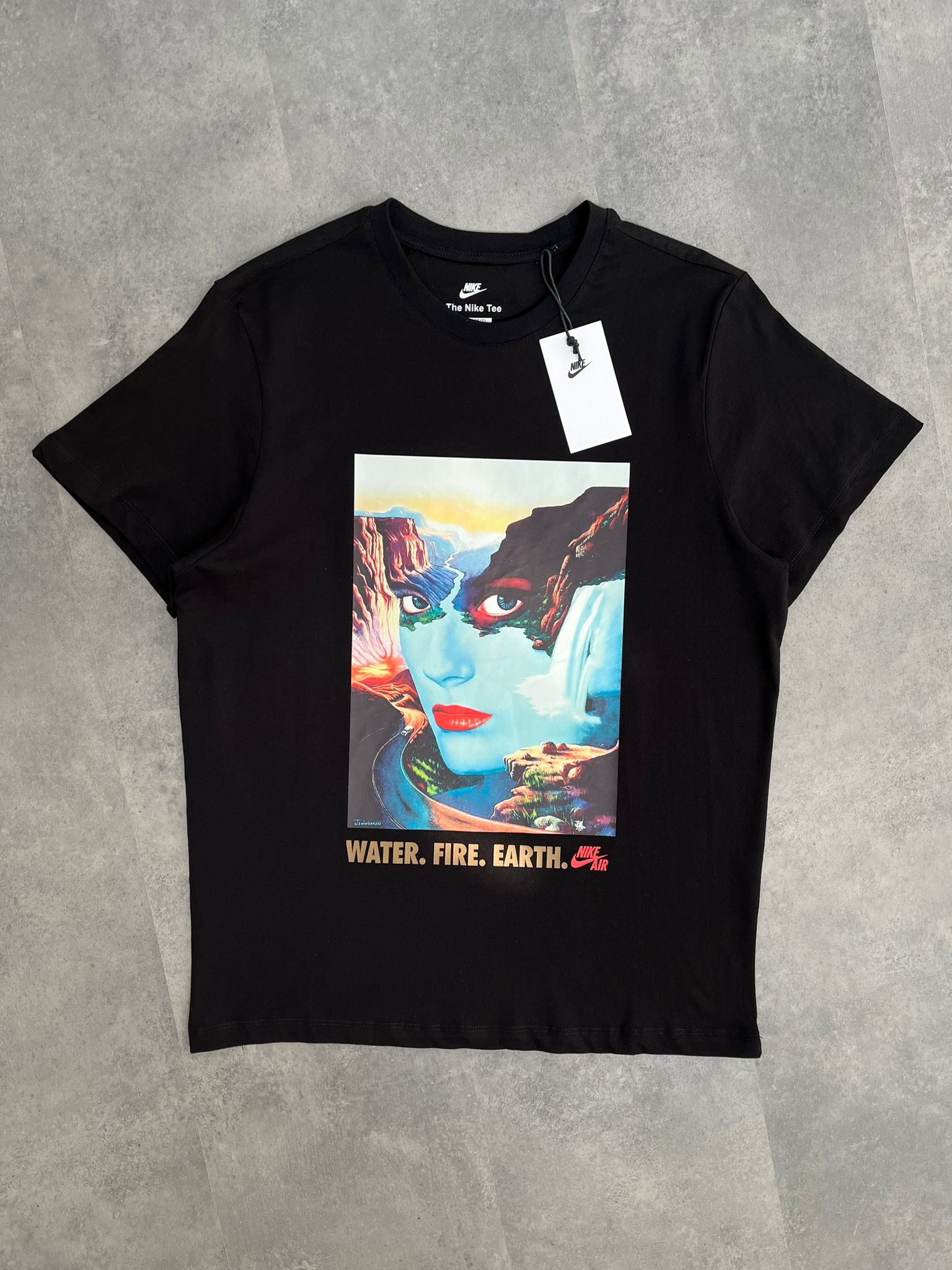 Yeni Sezon Back To Print Water Fıre Earth Black  T-shirt