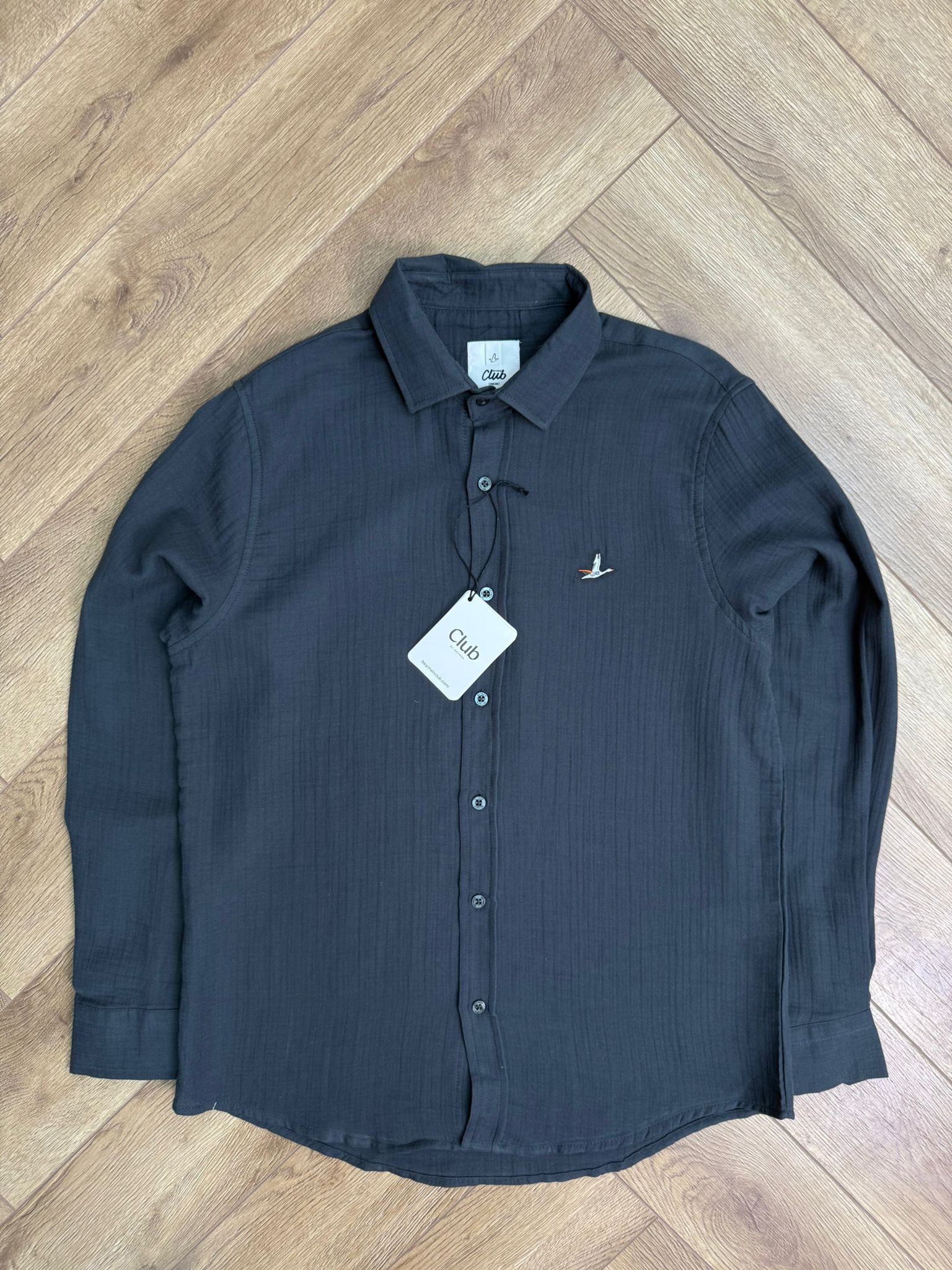Yeni Sezon Classic Casual  Müslin Gömlek - ANTRASİT
