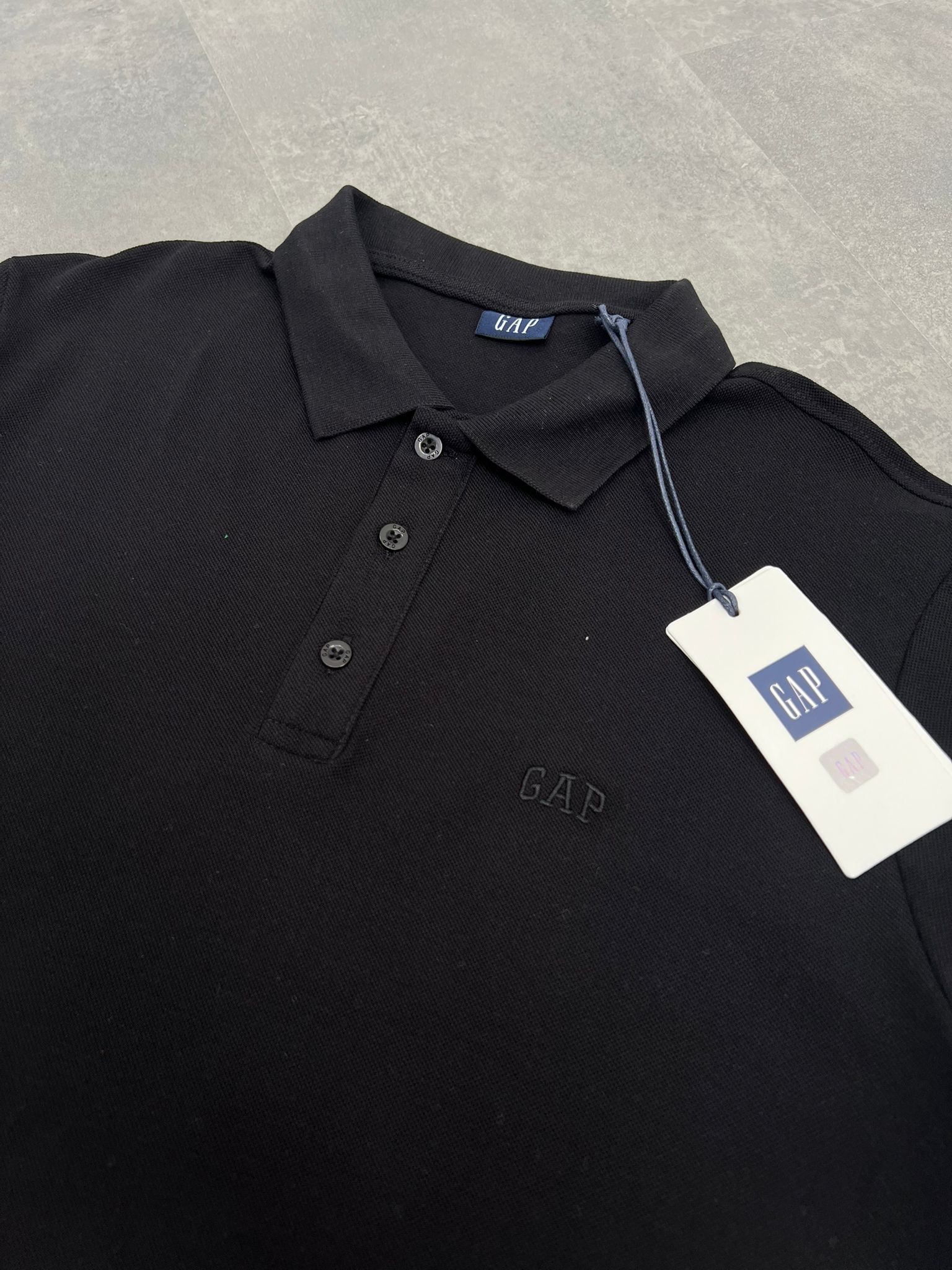 Yeni Sezon Ton To Tone Polo Yaka Black T-shirt