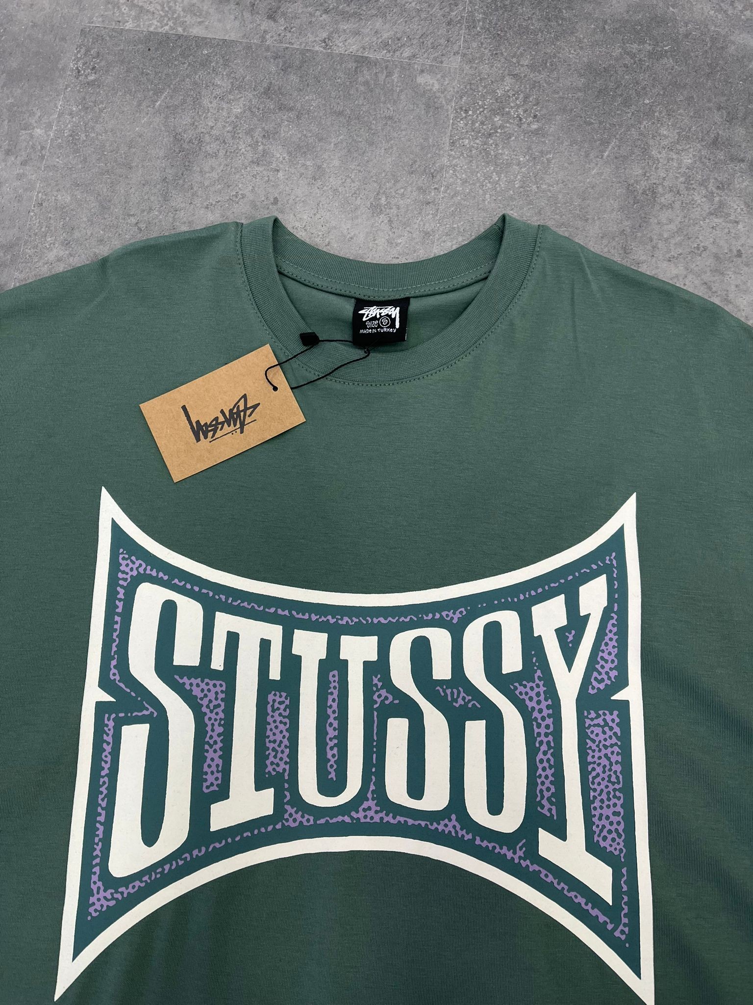 Yeni Sezon Stussy Back To Print Mid Icon Green Relax Fit T-shirt