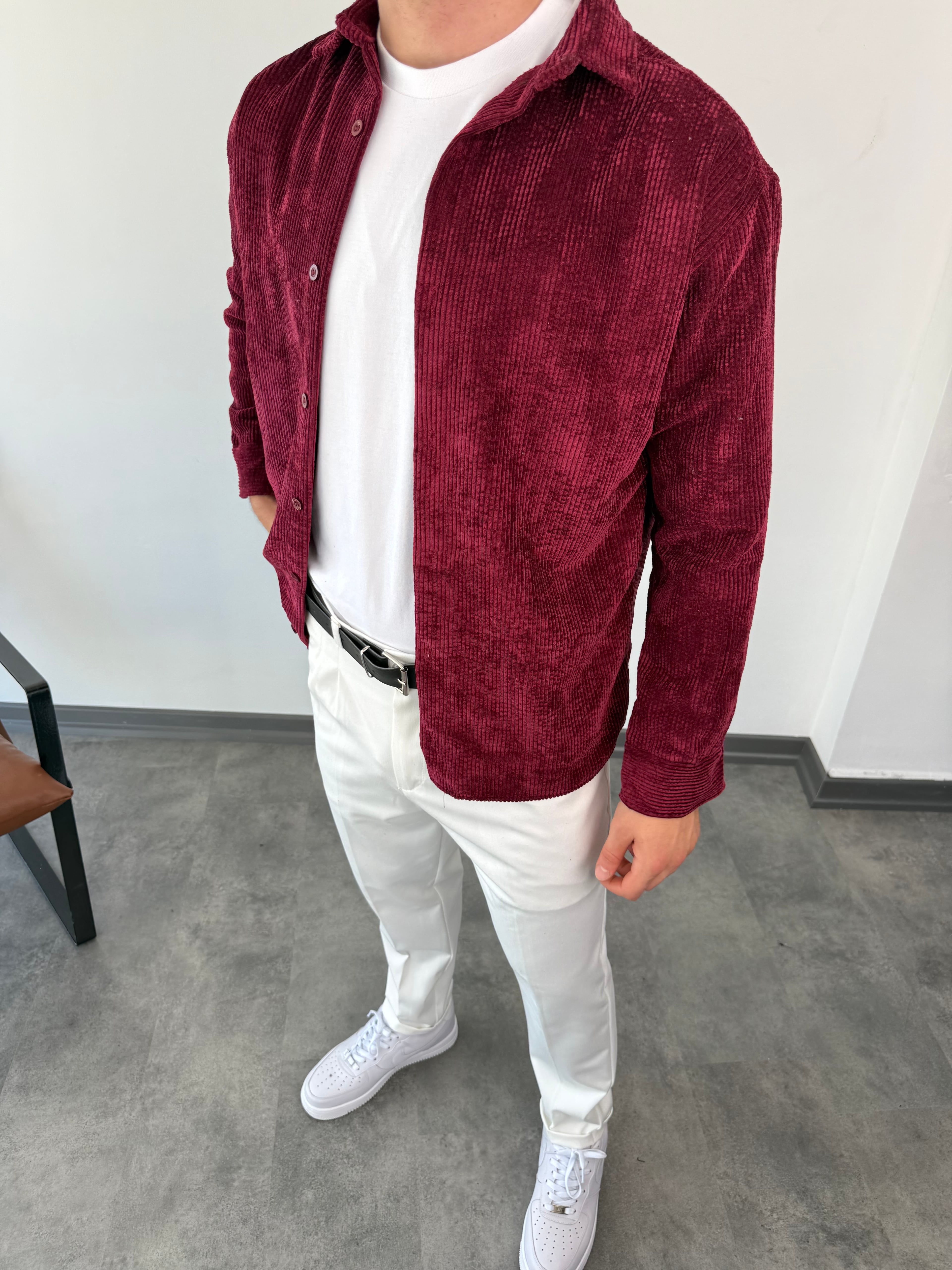 Yeni Sezon Premium Kadife Gömlek - BORDO