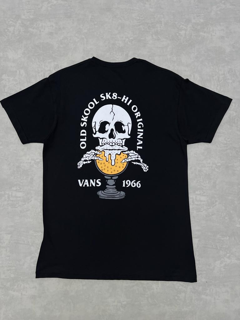 Beer And Skull Black T-shirt On The Back