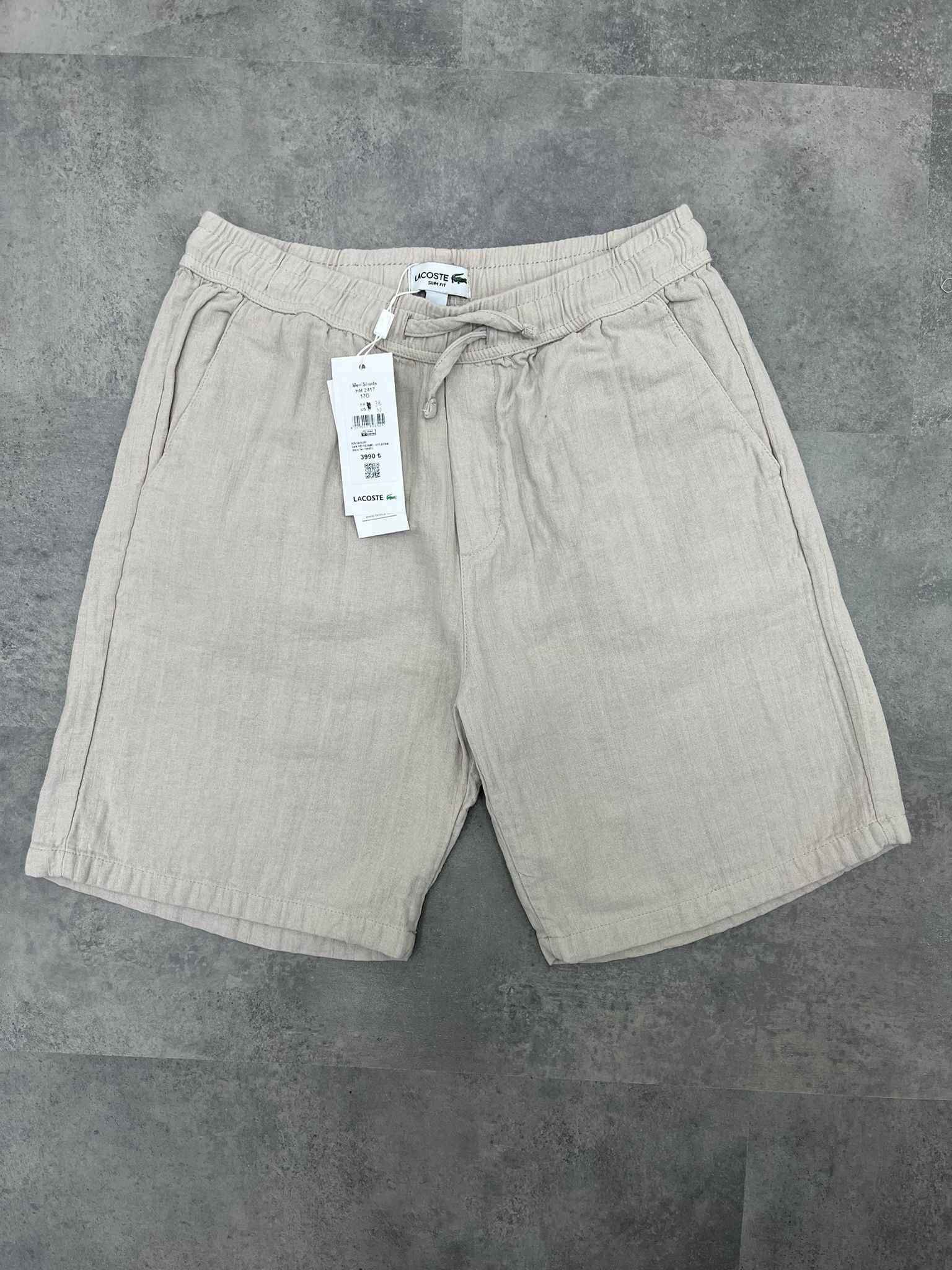 Yeni Sezon Basic Keten Cream Lastikli Şort