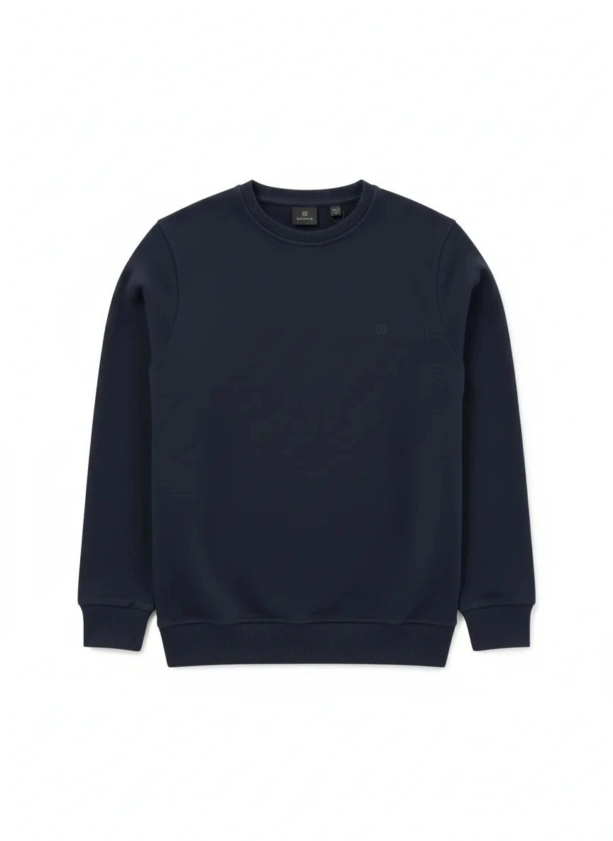 Yeni Sezon Basic Mini Logo Classic Sweatshirt - LACİVERT