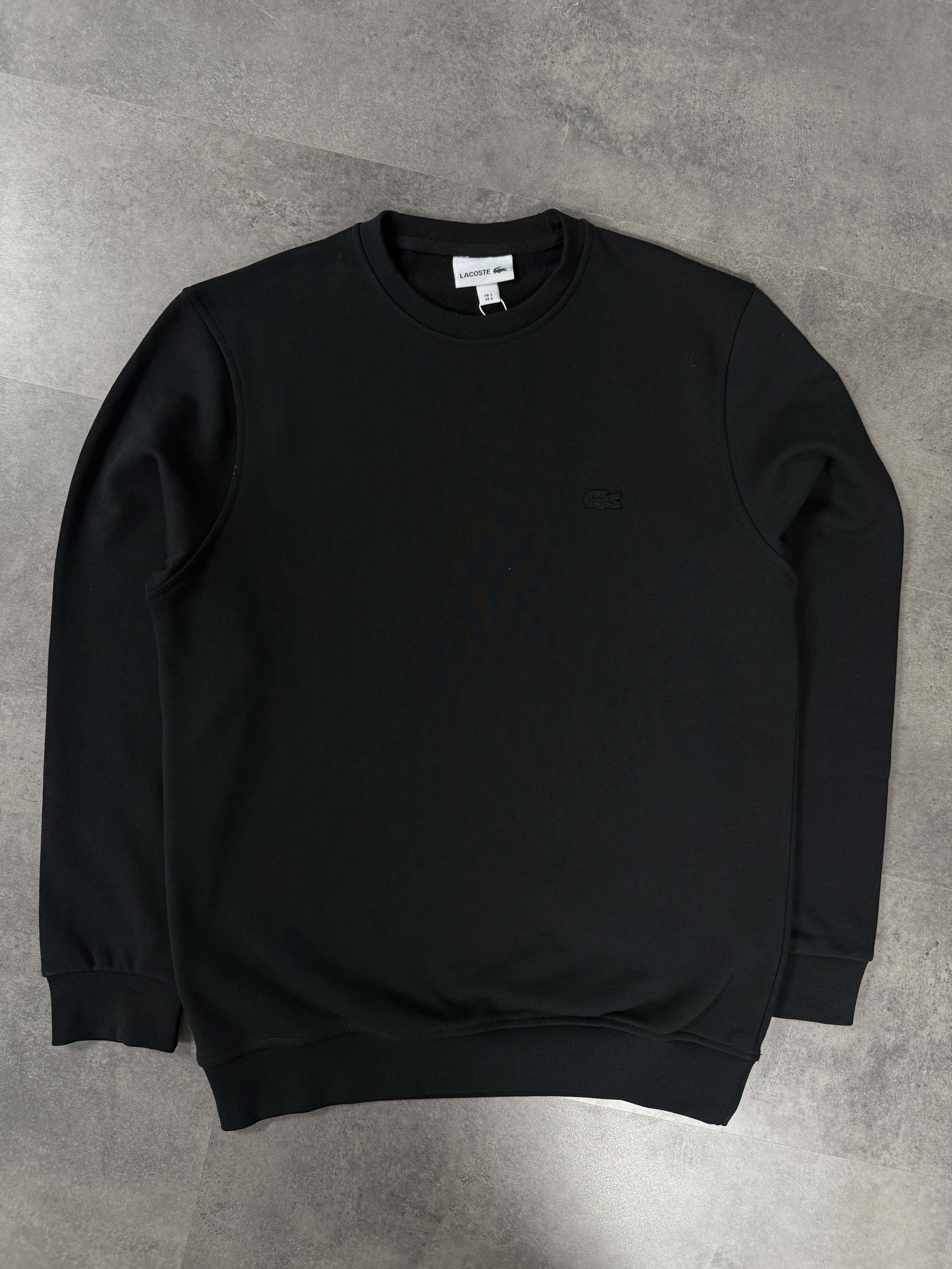 Yeni Sezon Basic Mini Logo Üç İplik Şardonsuz Sweatshirt - SİYAH