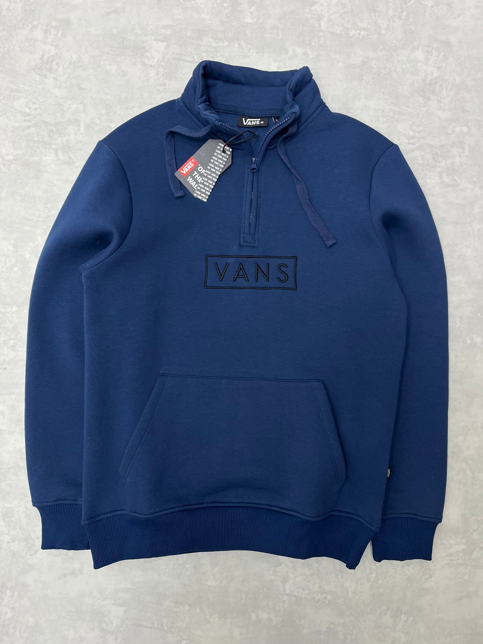 Yeni Sezon Yarım Fermuarlı Nakış Logo İndigo Sweatshirt