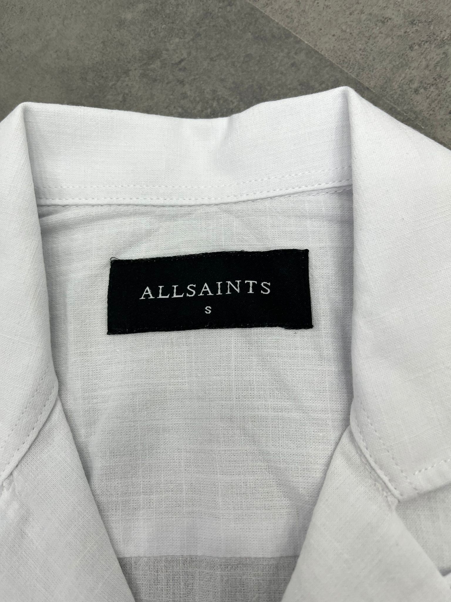 Yeni Sezon Basic Mini Logo Yarım Kollu Keten White Gömlek