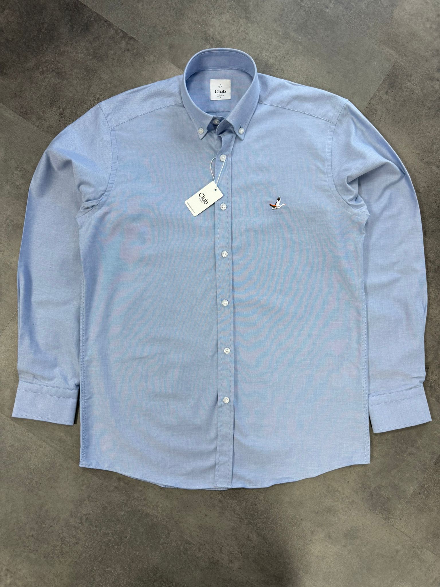 Yeni Sezon Basic Mini Logo Pamuk Oxford Gömlek - MAVİ