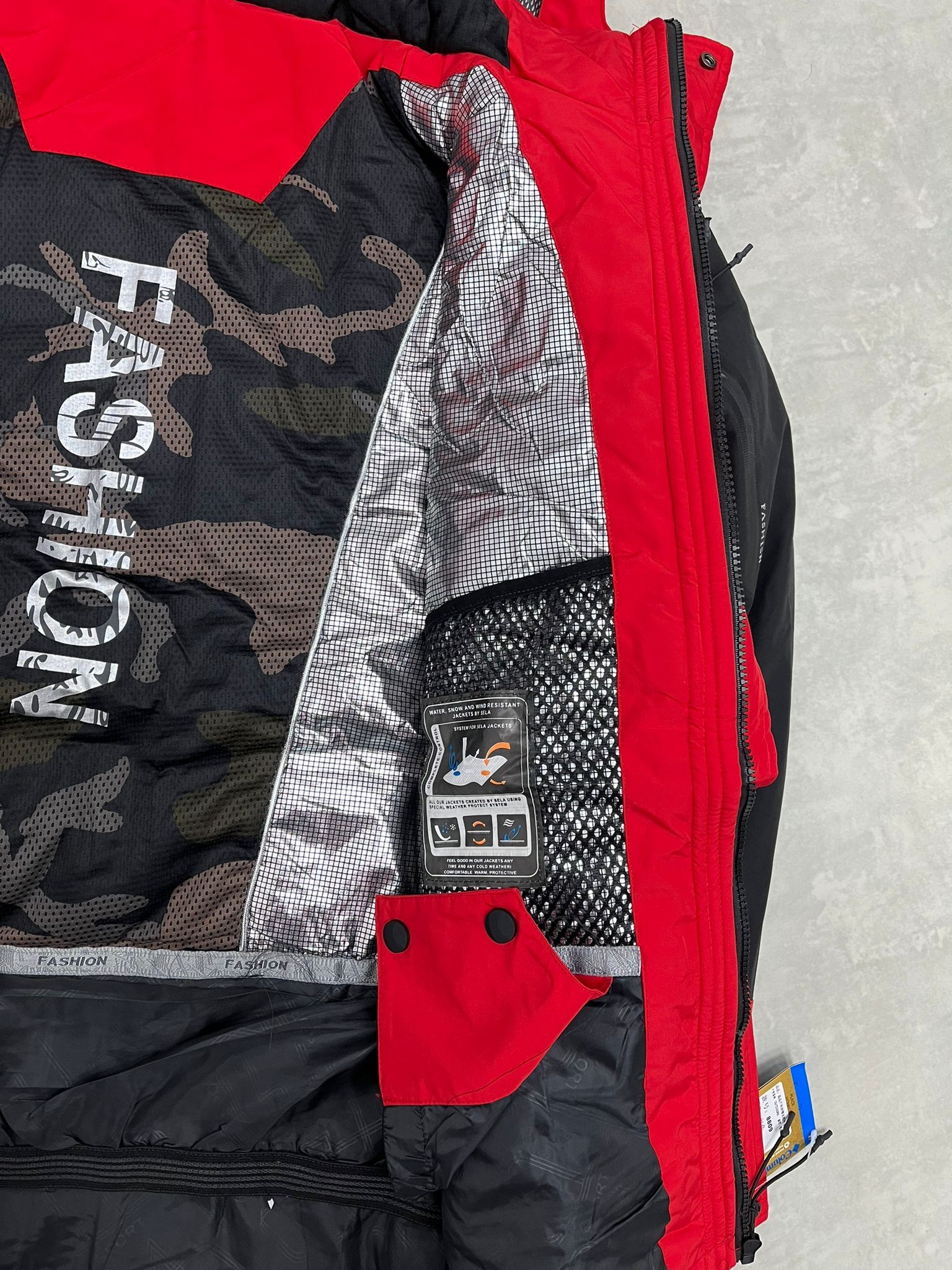 İthal WaterProof Şişme Bel Destekli Kırmızı Termal Astarlı Mont
