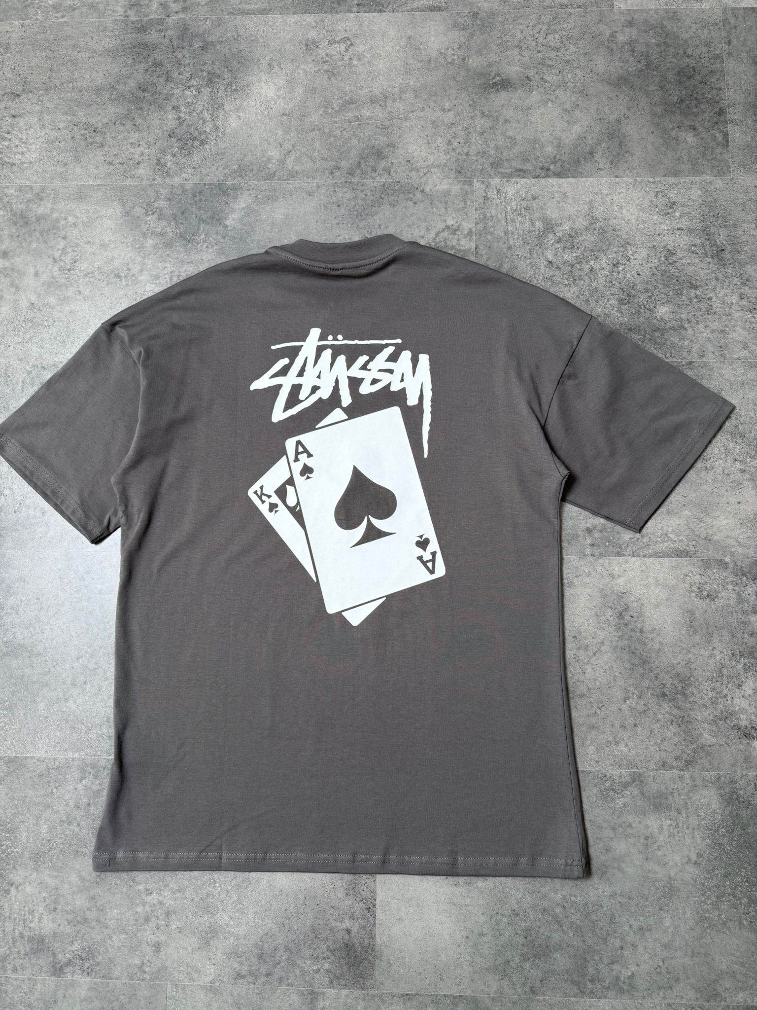 Yeni Sezon Cards Back Print T-shirt - ANTRASİT