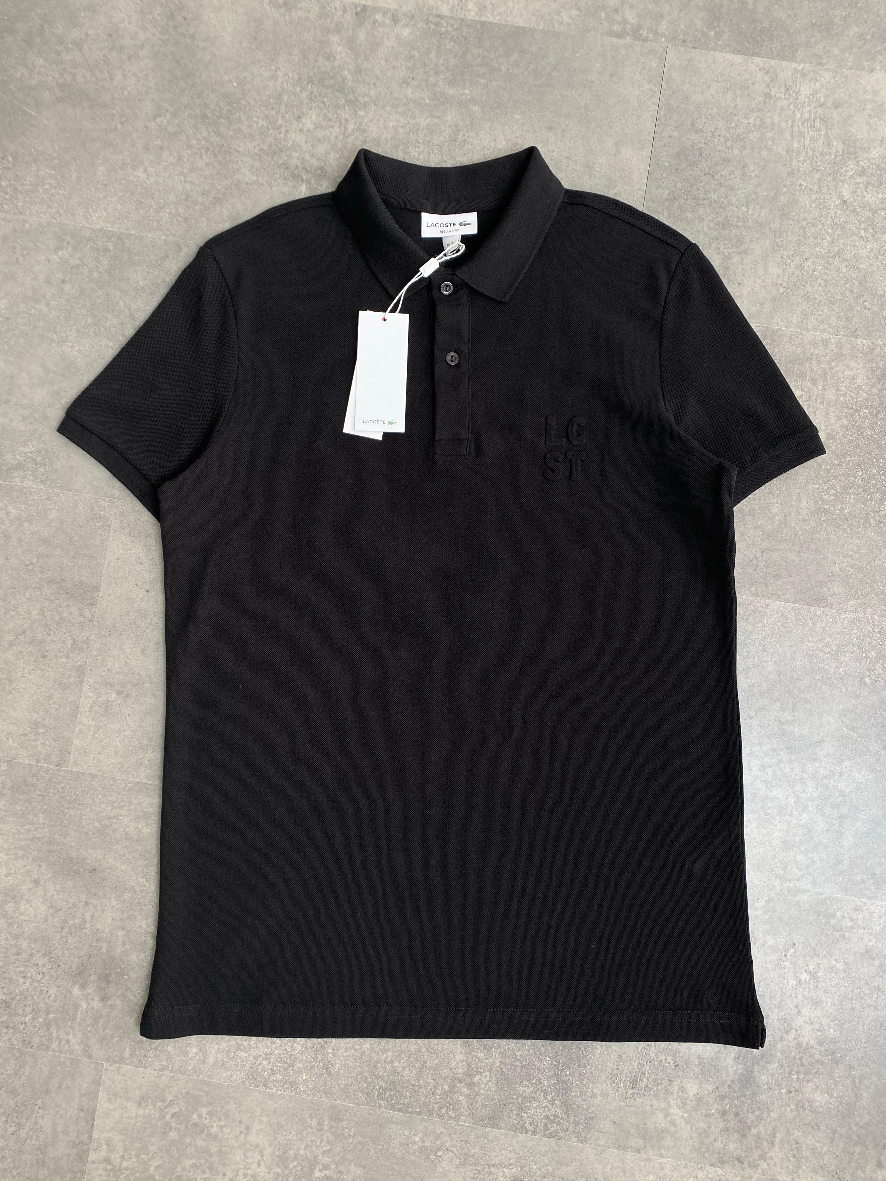 Yeni Sezon Embossed Logo Pamuk Pike Polo Yaka T-shirt - SİYAH