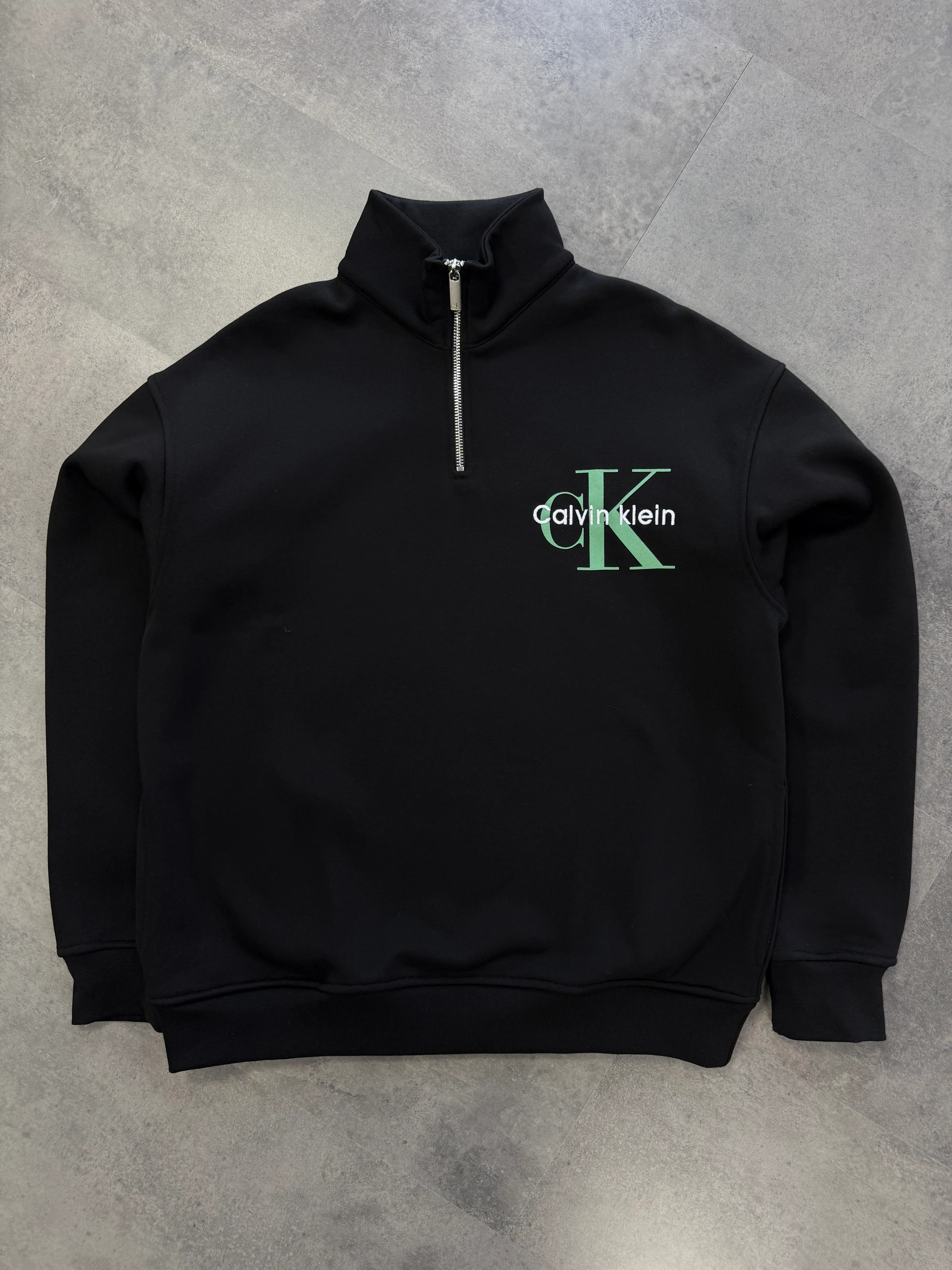 Yeni Sezon Icon Logo Yarım Fermuarlı Sweatshirt - SİYAH