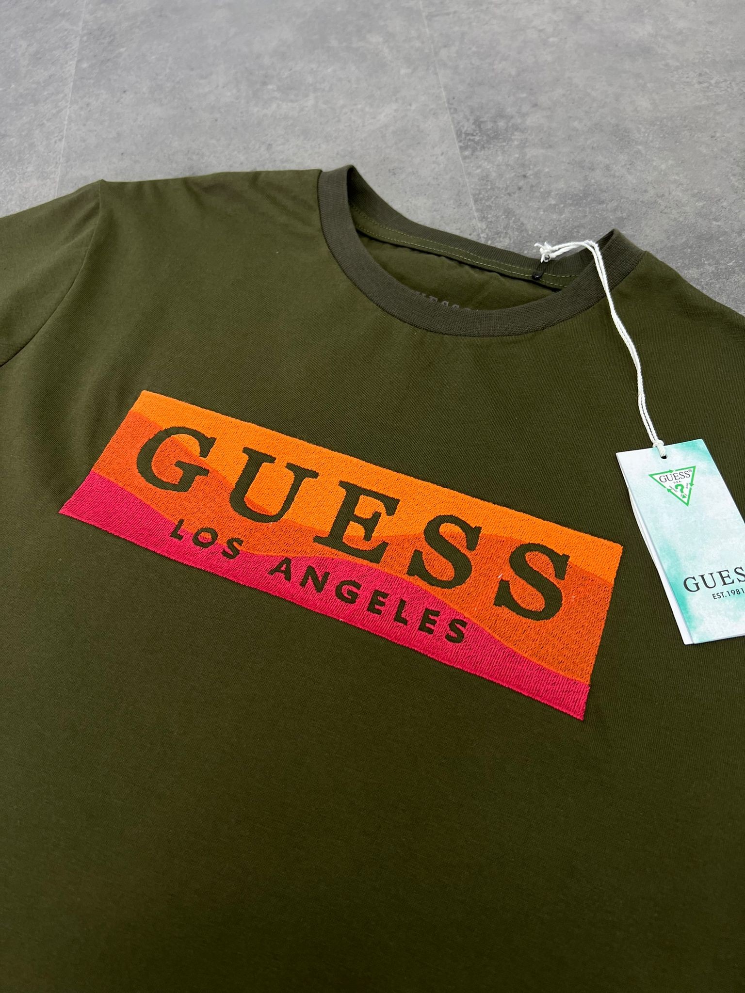 Yeni Sezon Los Angeles Full Nakış Logo Haki T-shirt