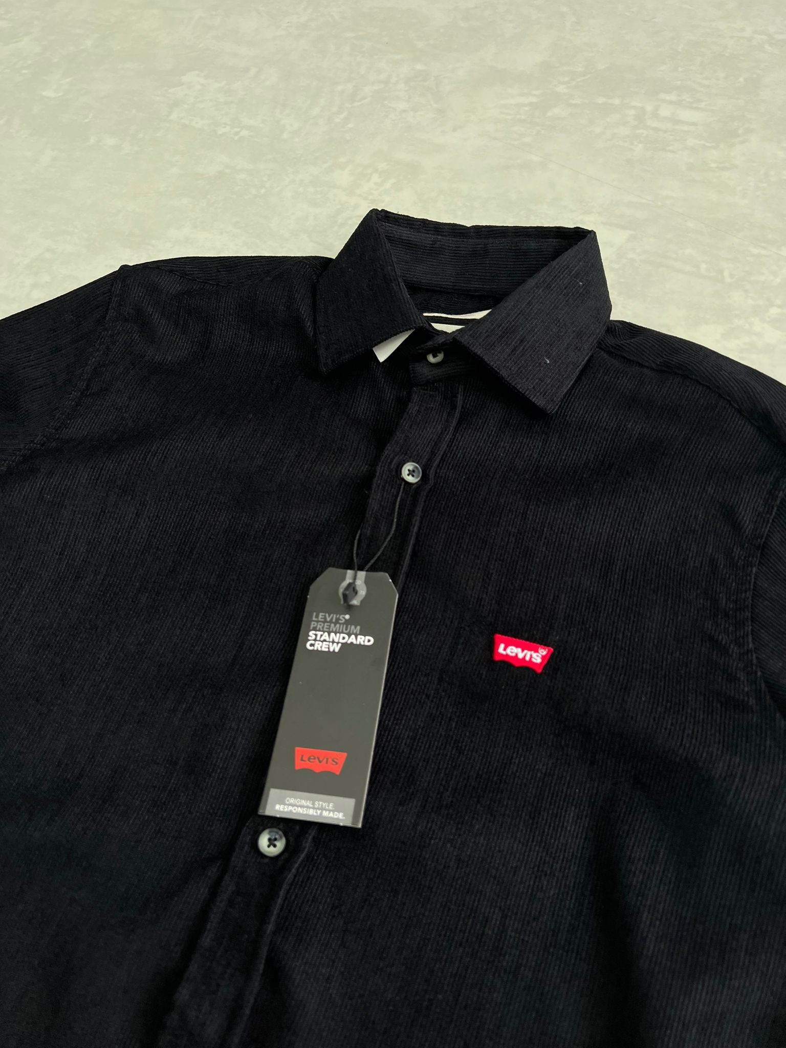 Basic Mini Logo Kadife Black Gömlek