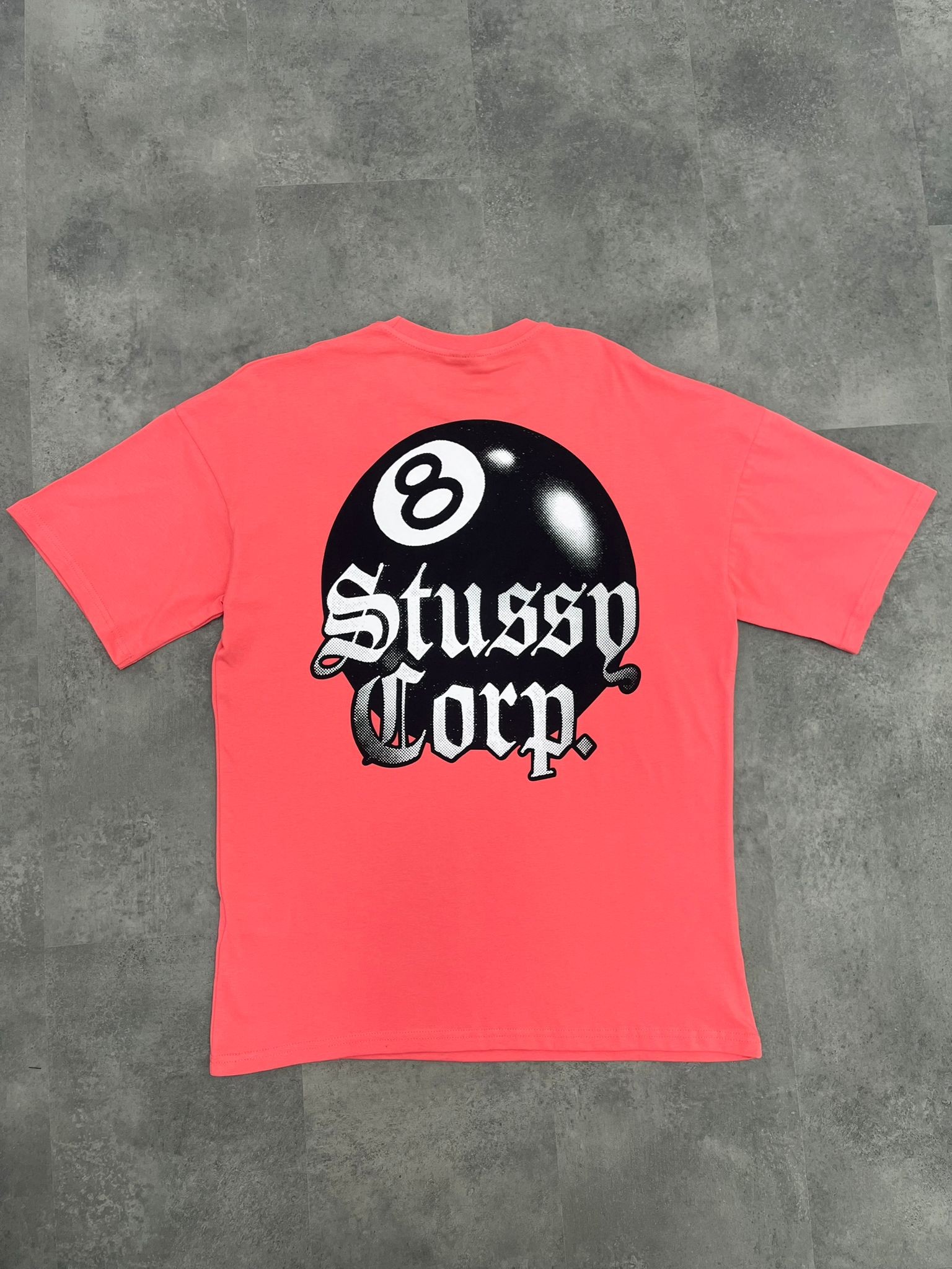 Yeni Sezon Stussy Corp 8 Pink Relax Fit T-shirt