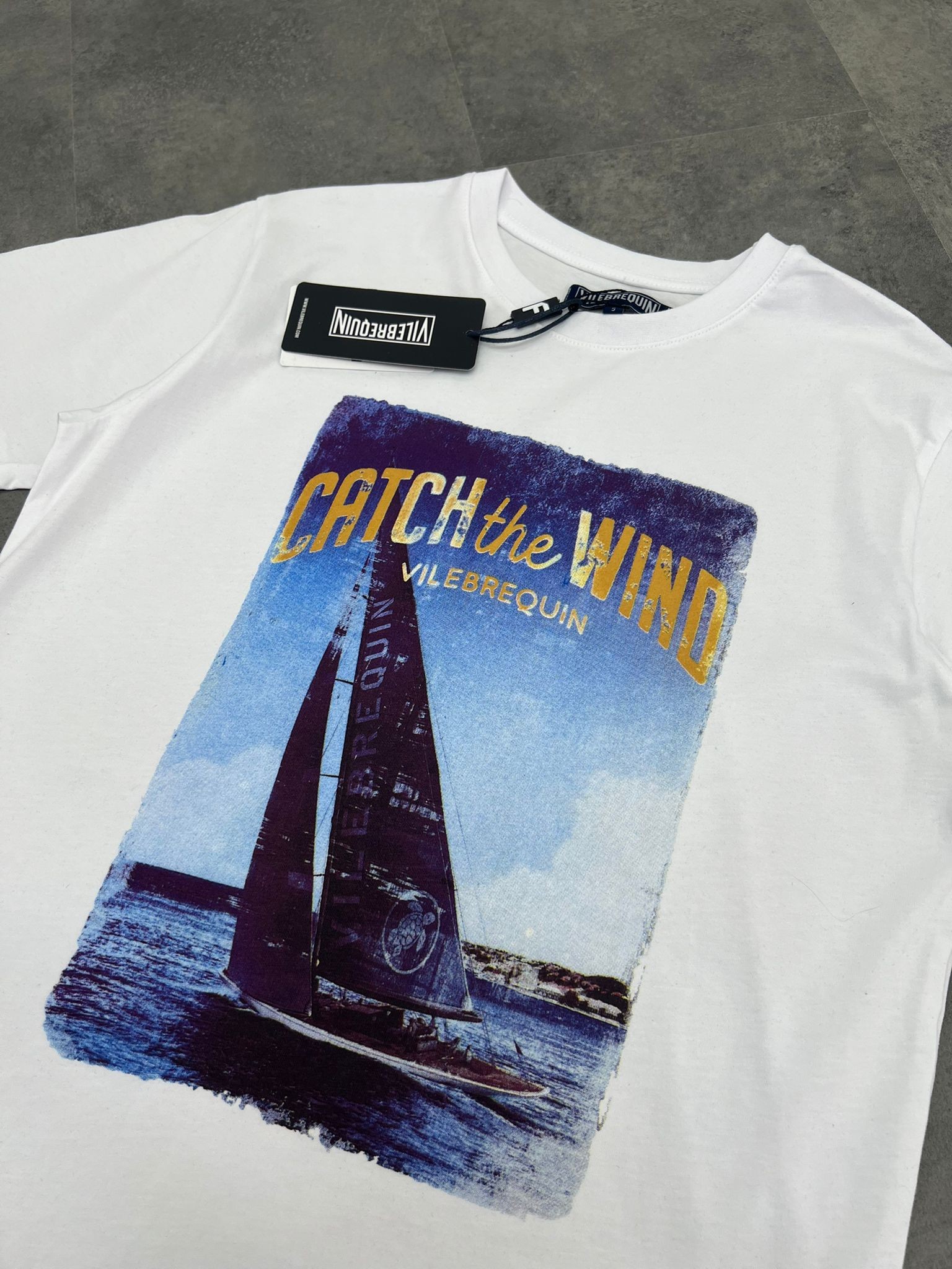 Yeni sezon Print Fish Ocean Catch the Wind White T-shirt