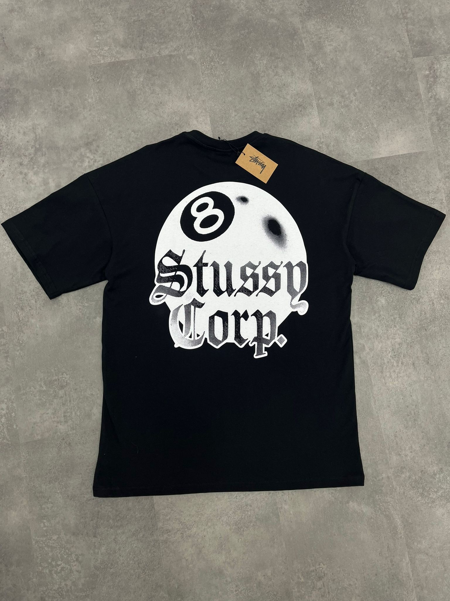 Yeni Sezon Stussy Corp 8 Black Relax Fit T-shirt