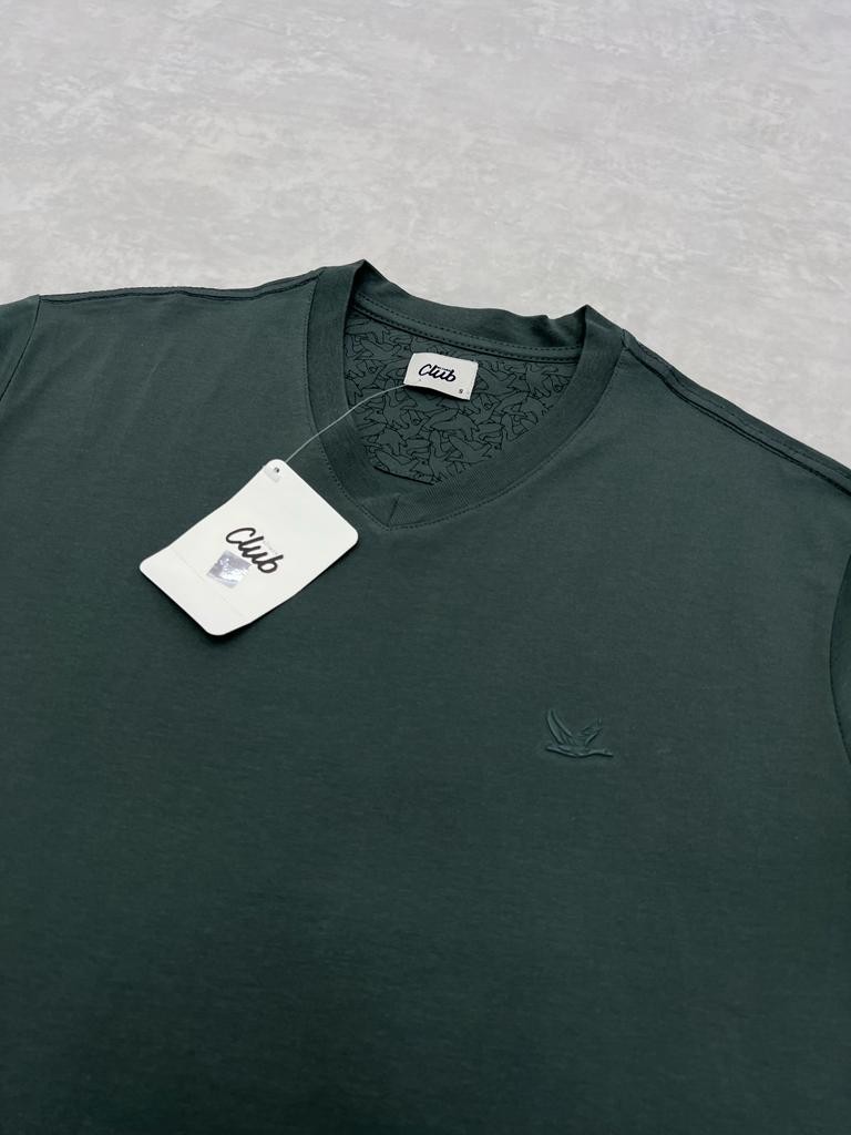 V Yaka Classic Mini Logo Haki Basic T-shirt