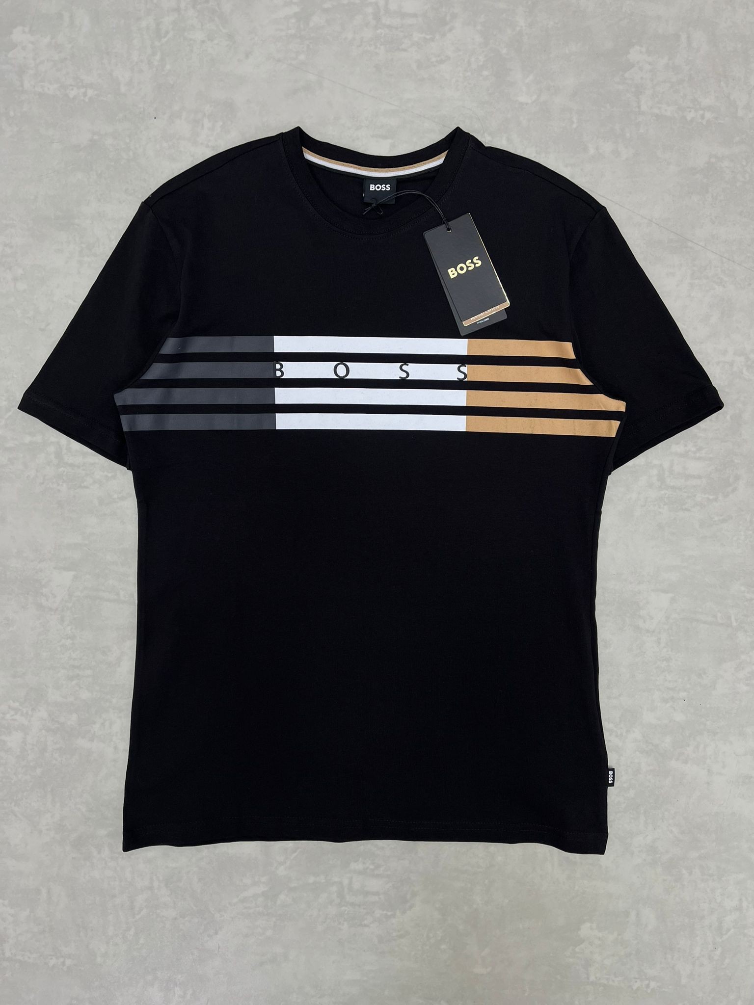 Yeni Sezon Limited Edition Icon Mid Logo Striped Black T-shirt