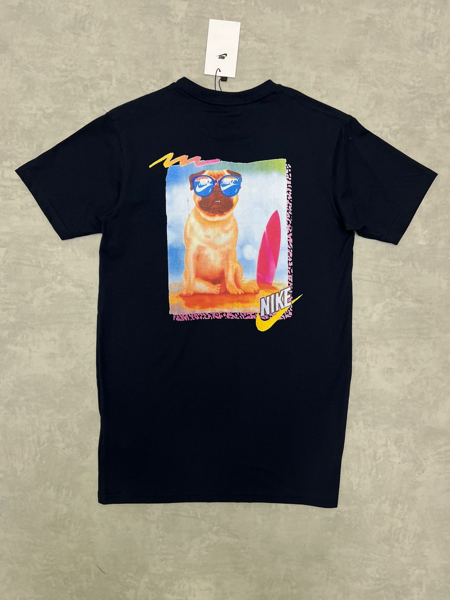 Back To Print Navy Blue Dog  T-shirt